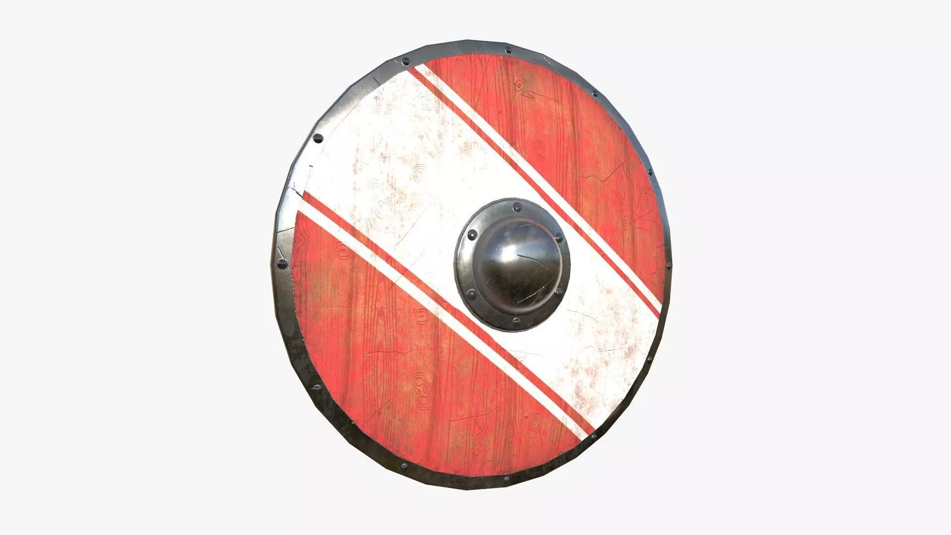 Viking Shield A25 White Stripe - Character Weapon Design Low-poly 3D model_0