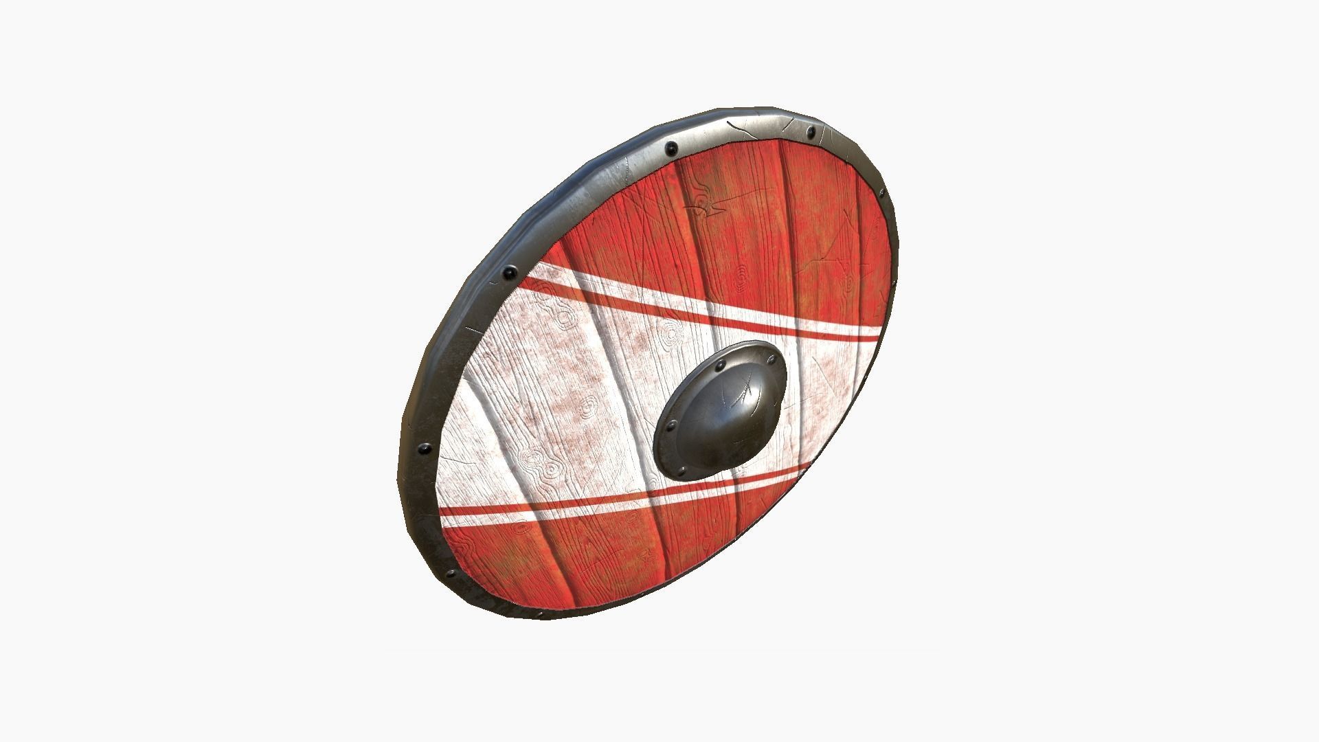 Viking Shield A25 White Stripe - Character Weapon Design Low-poly 3D model_3
