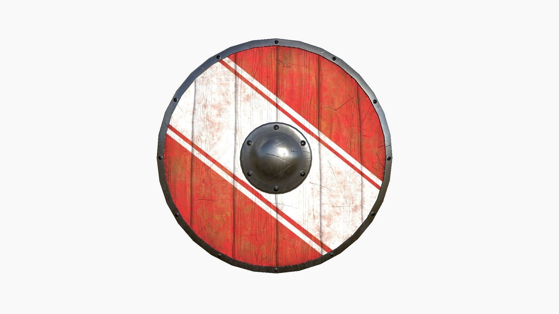 Viking Shield A25 White Stripe - Character Weapon Design Low-poly 3D model_1