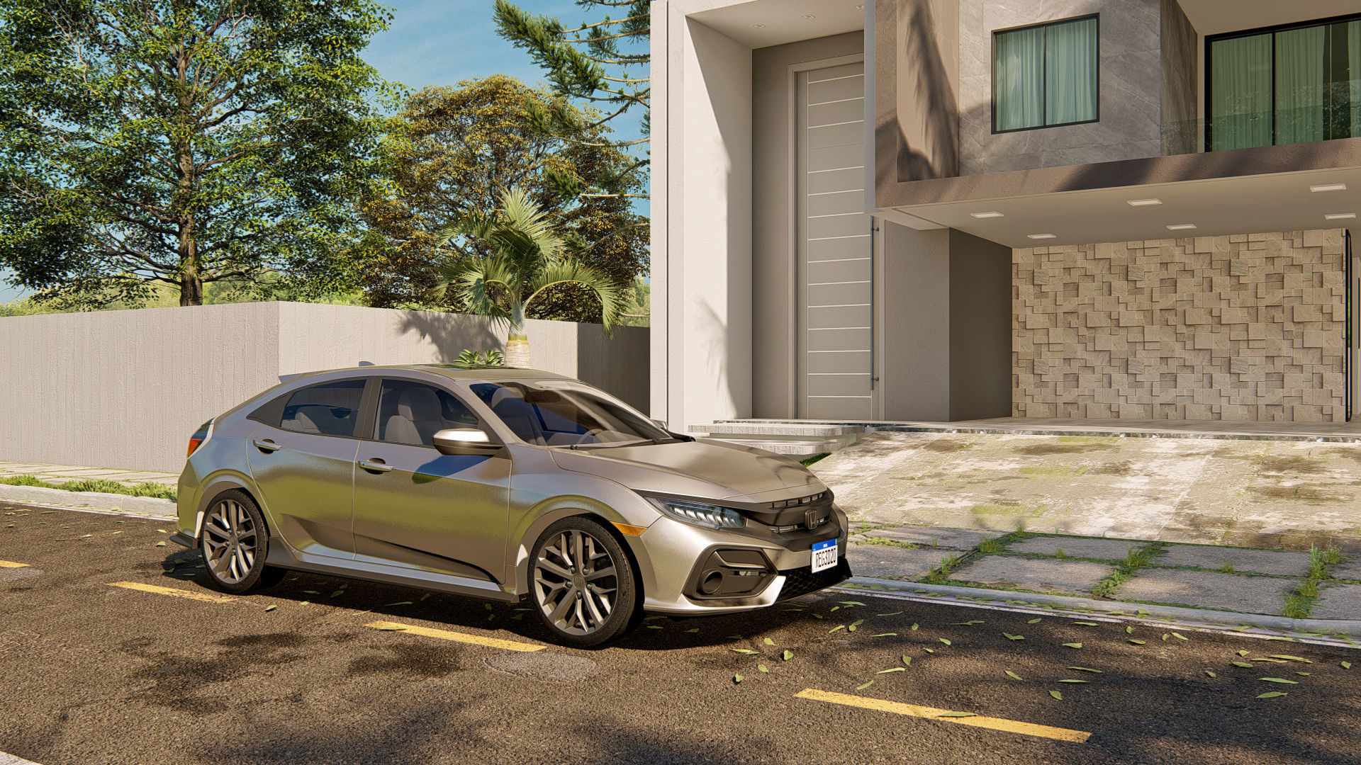 Honda Civic car scene in lumion 3D model 3D model 3D model Low-poly 3D model_6