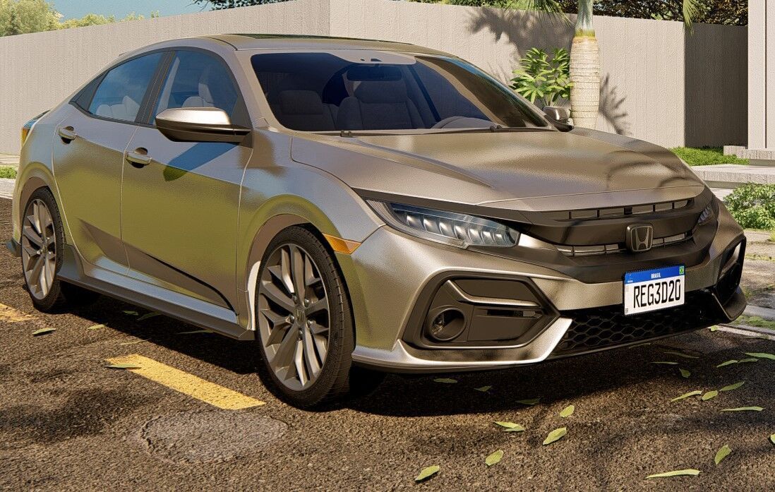 Honda Civic car scene in lumion 3D model 3D model 3D model Low-poly 3D model_3