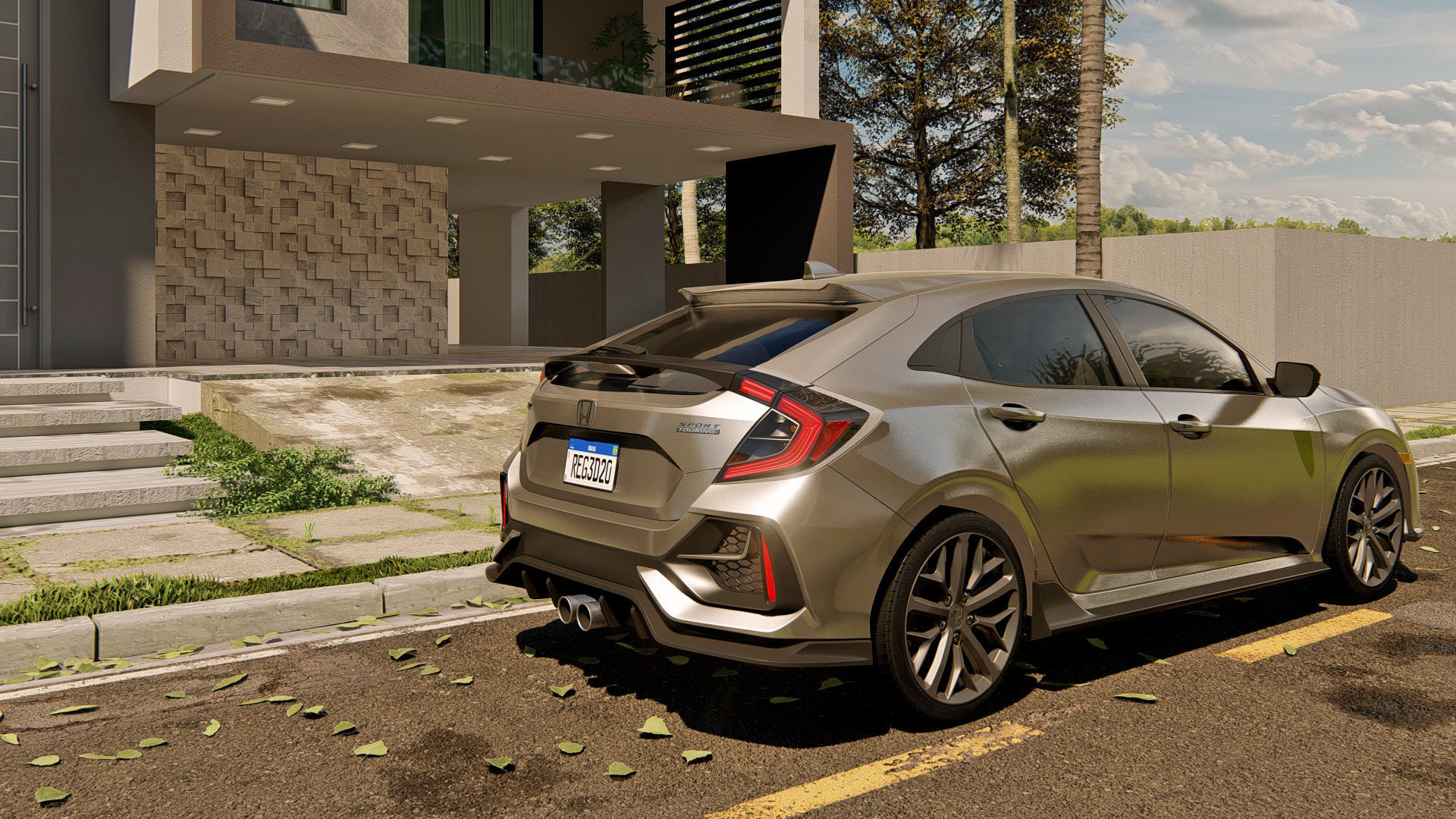 Honda Civic car scene in lumion 3D model 3D model 3D model Low-poly 3D model_4