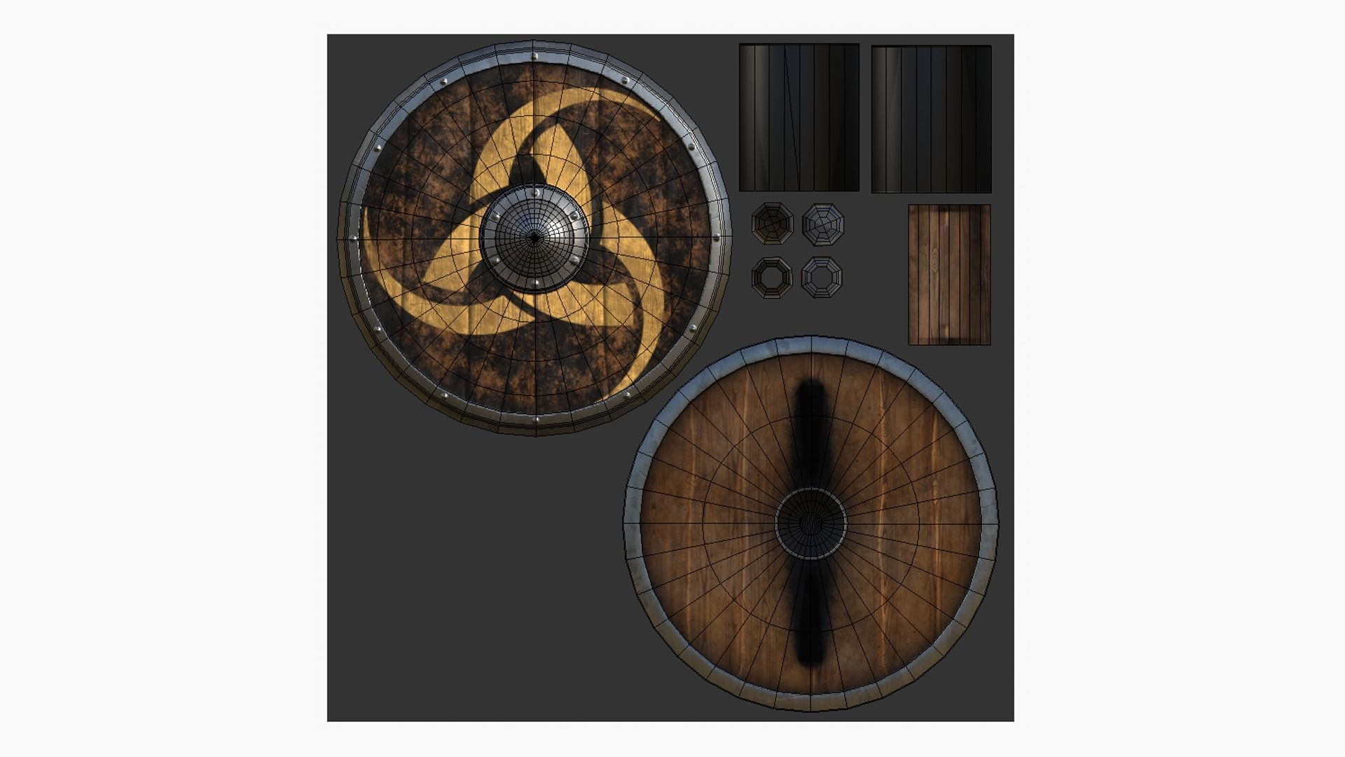 Viking Shield A24 Horns of Odin - Character Weapon Design Low-poly 3D model_5