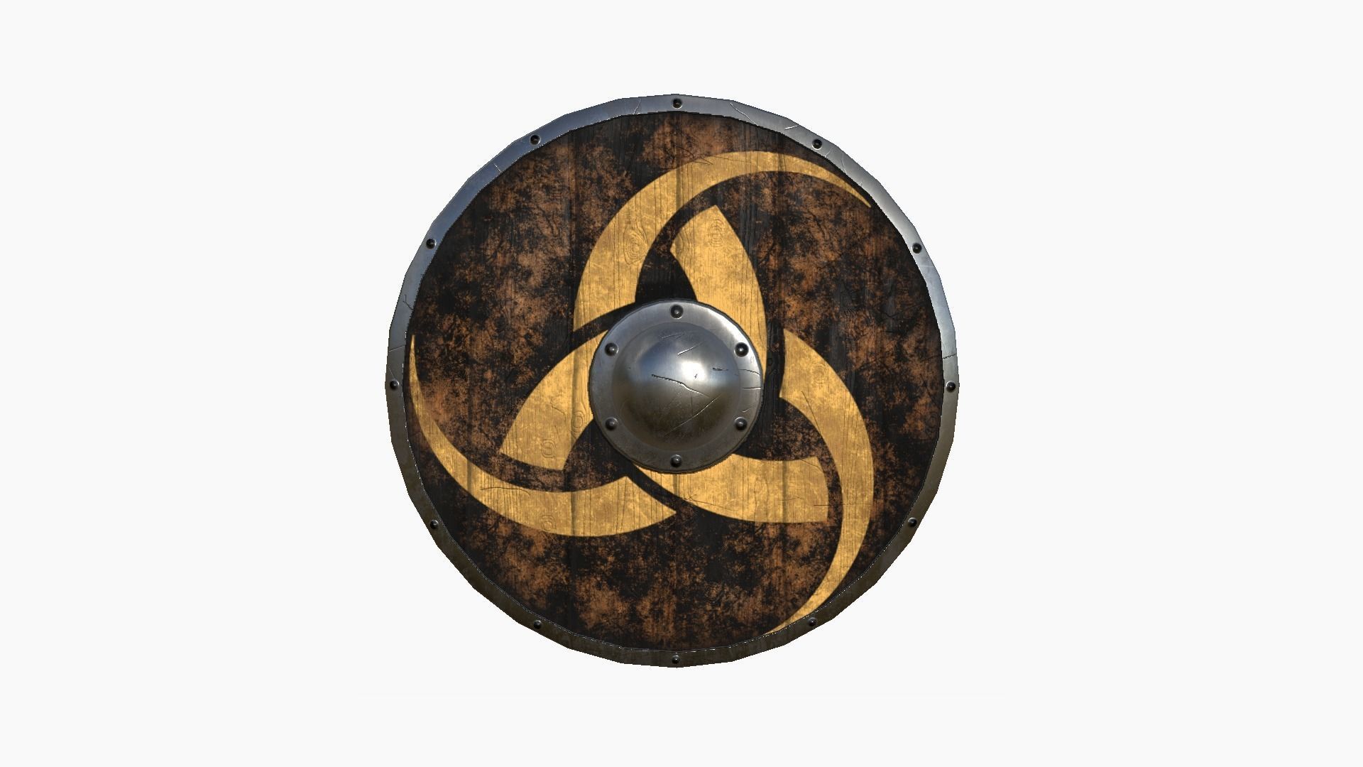 Viking Shield A24 Horns of Odin - Character Weapon Design Low-poly 3D model_1