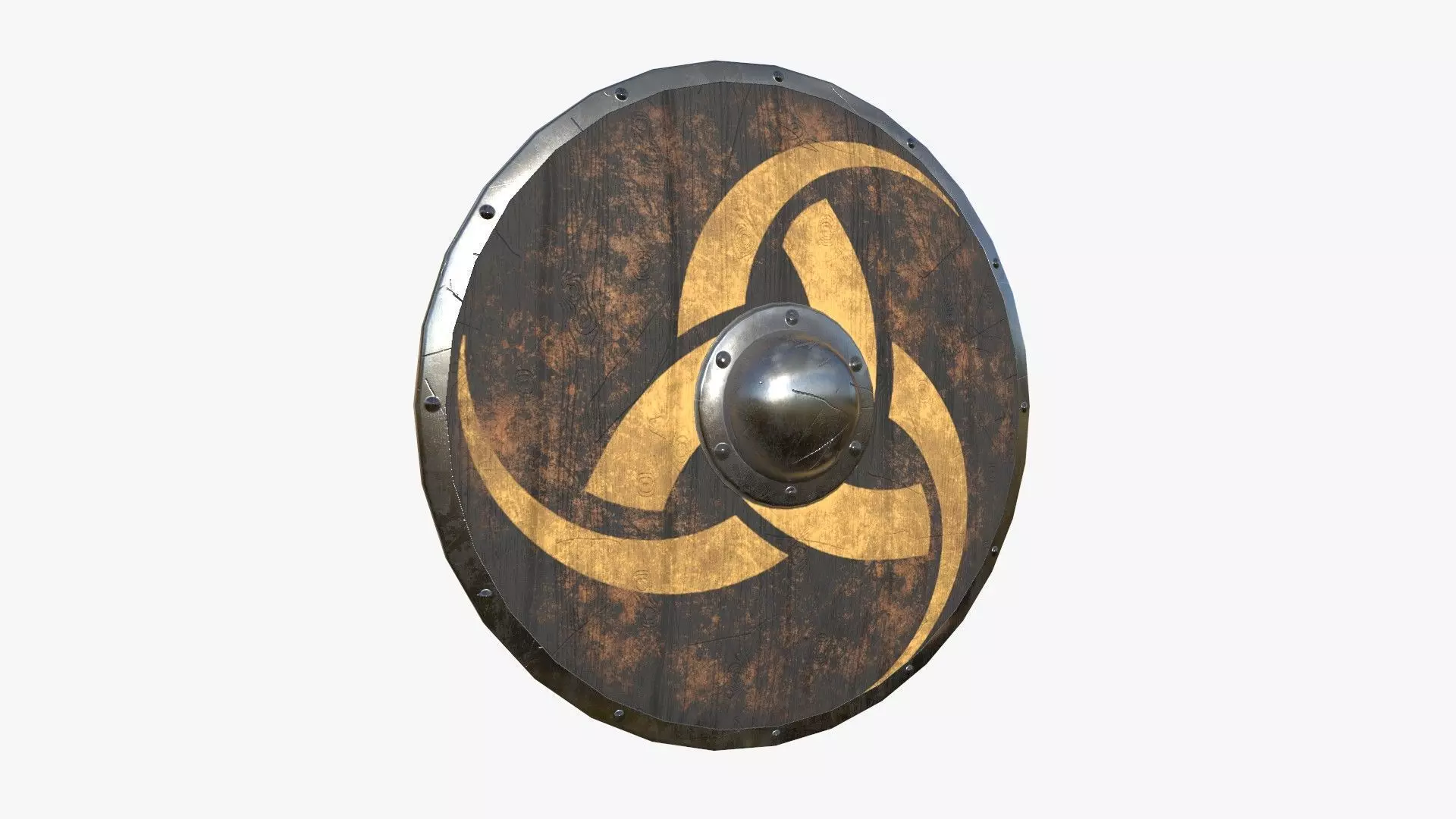 Viking Shield A24 Horns of Odin - Character Weapon Design Low-poly 3D model_0