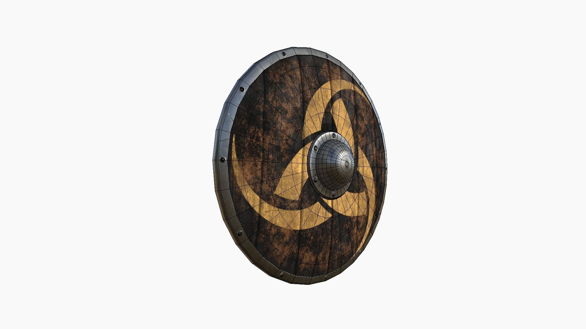 Viking Shield A24 Horns of Odin - Character Weapon Design Low-poly 3D model_6