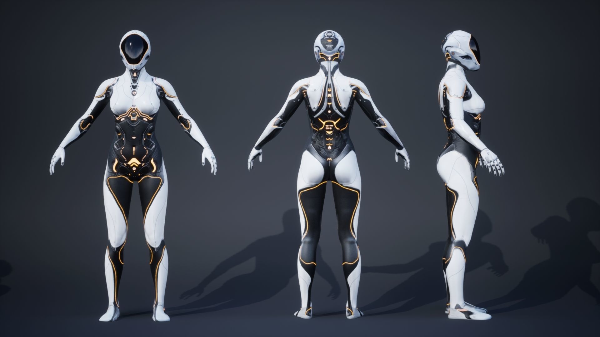 Sci-Fi Female 3 Low-poly 3D model_3
