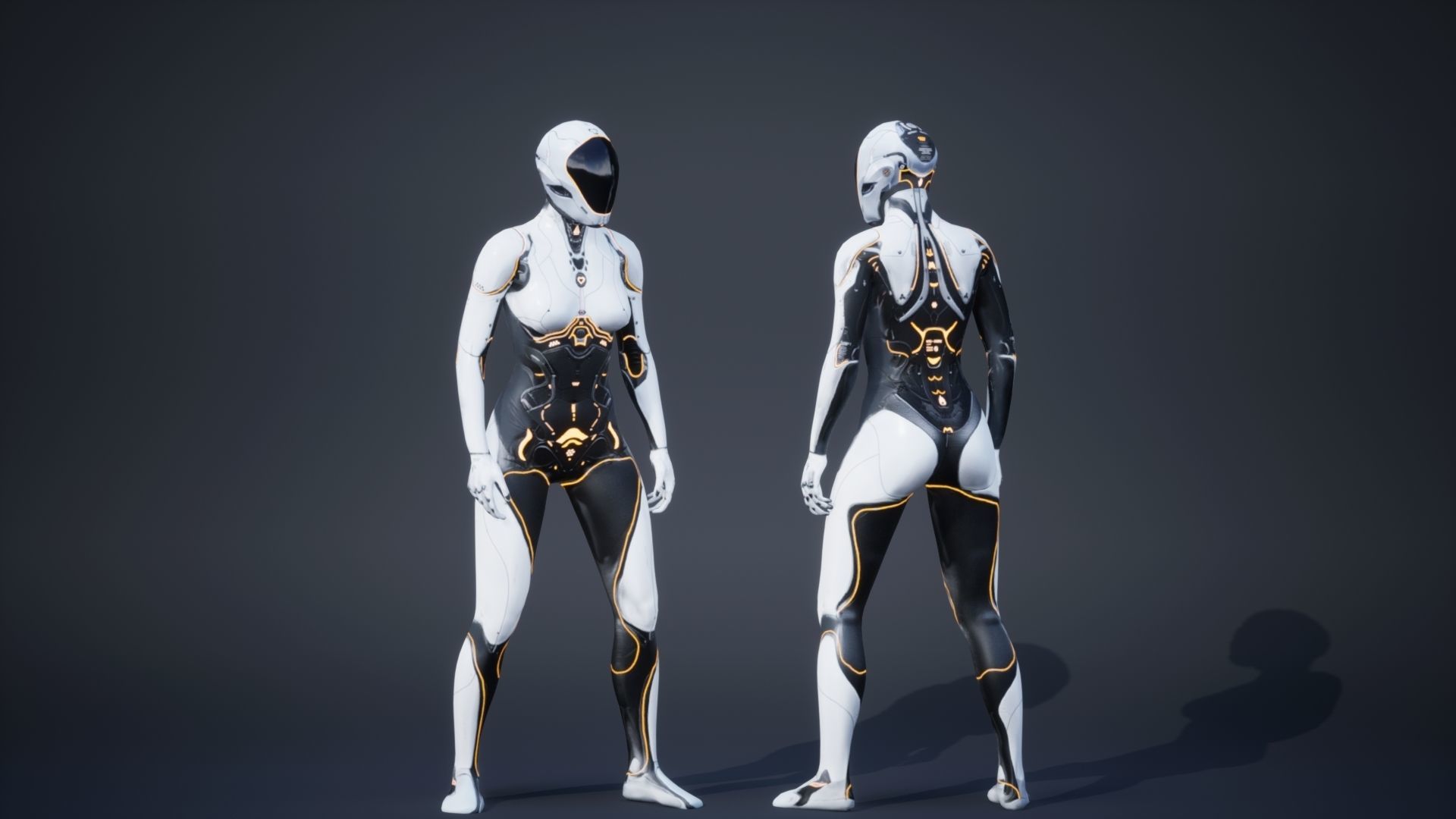 Sci-Fi Female 3 Low-poly 3D model_2