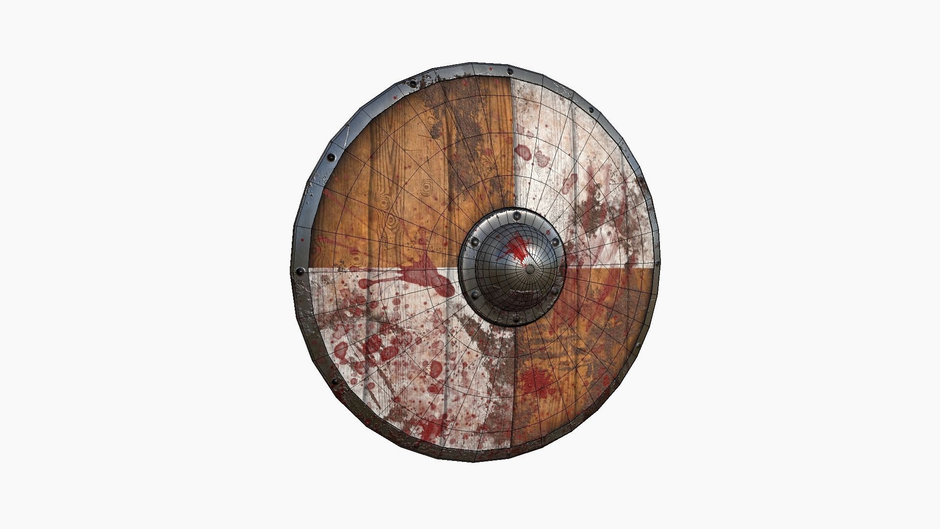 Viking Shield A20 Bloody - Character Weapon Design Low-poly 3D model_6