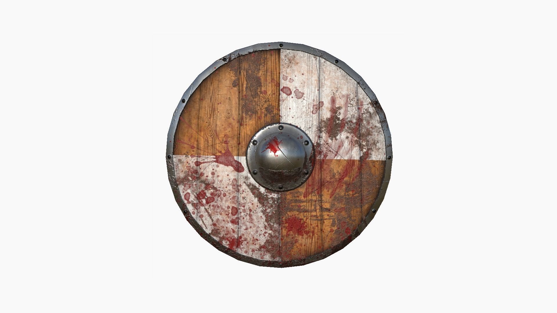 Viking Shield A20 Bloody - Character Weapon Design Low-poly 3D model_1