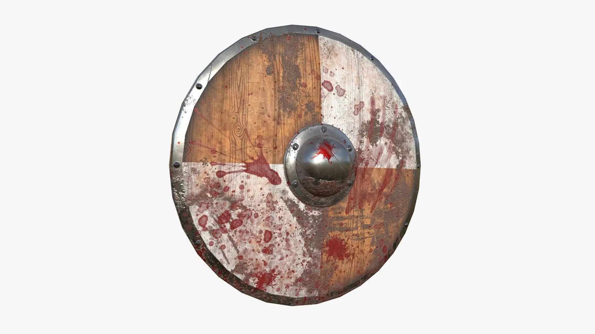 Viking Shield A20 Bloody - Character Weapon Design Low-poly 3D model_0