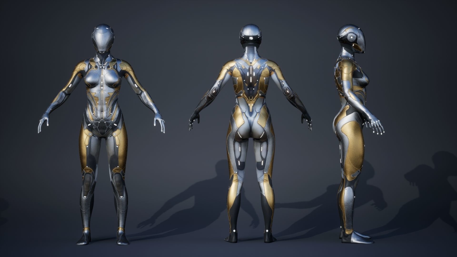 Sci-Fi Female 4 Low-poly 3D model_5