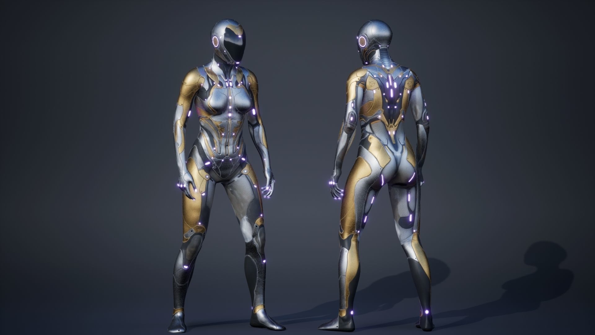Sci-Fi Female 4 Low-poly 3D model_9