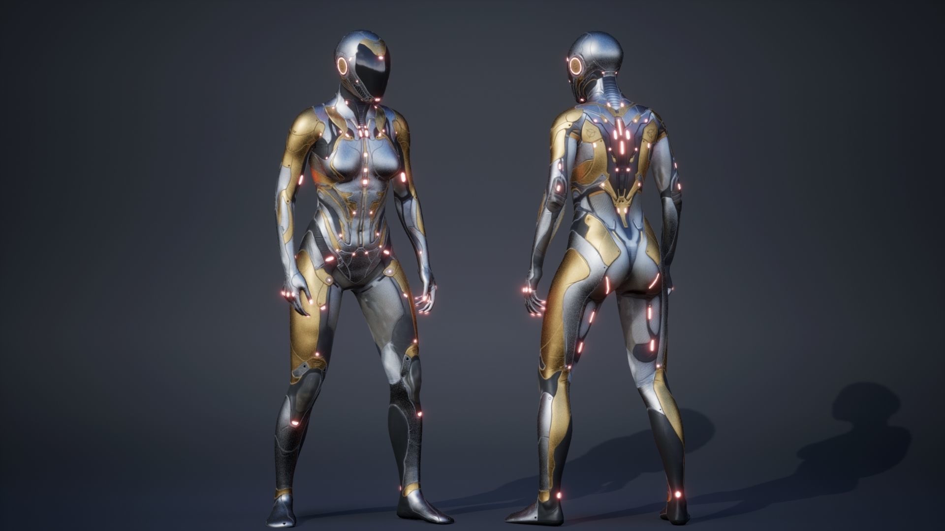 Sci-Fi Female 4 Low-poly 3D model_10