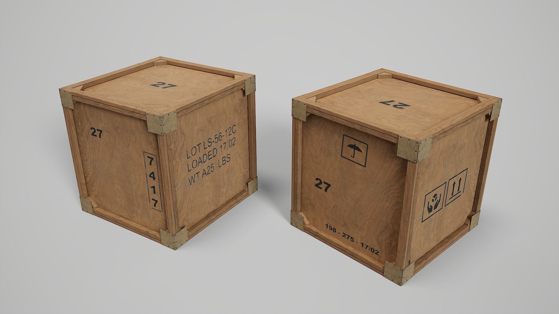 Wooden Box Collection Low-poly 3D model_4