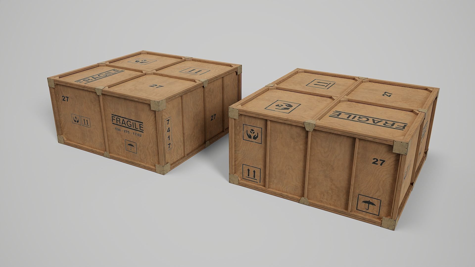 Wooden Box Collection Low-poly 3D model_2