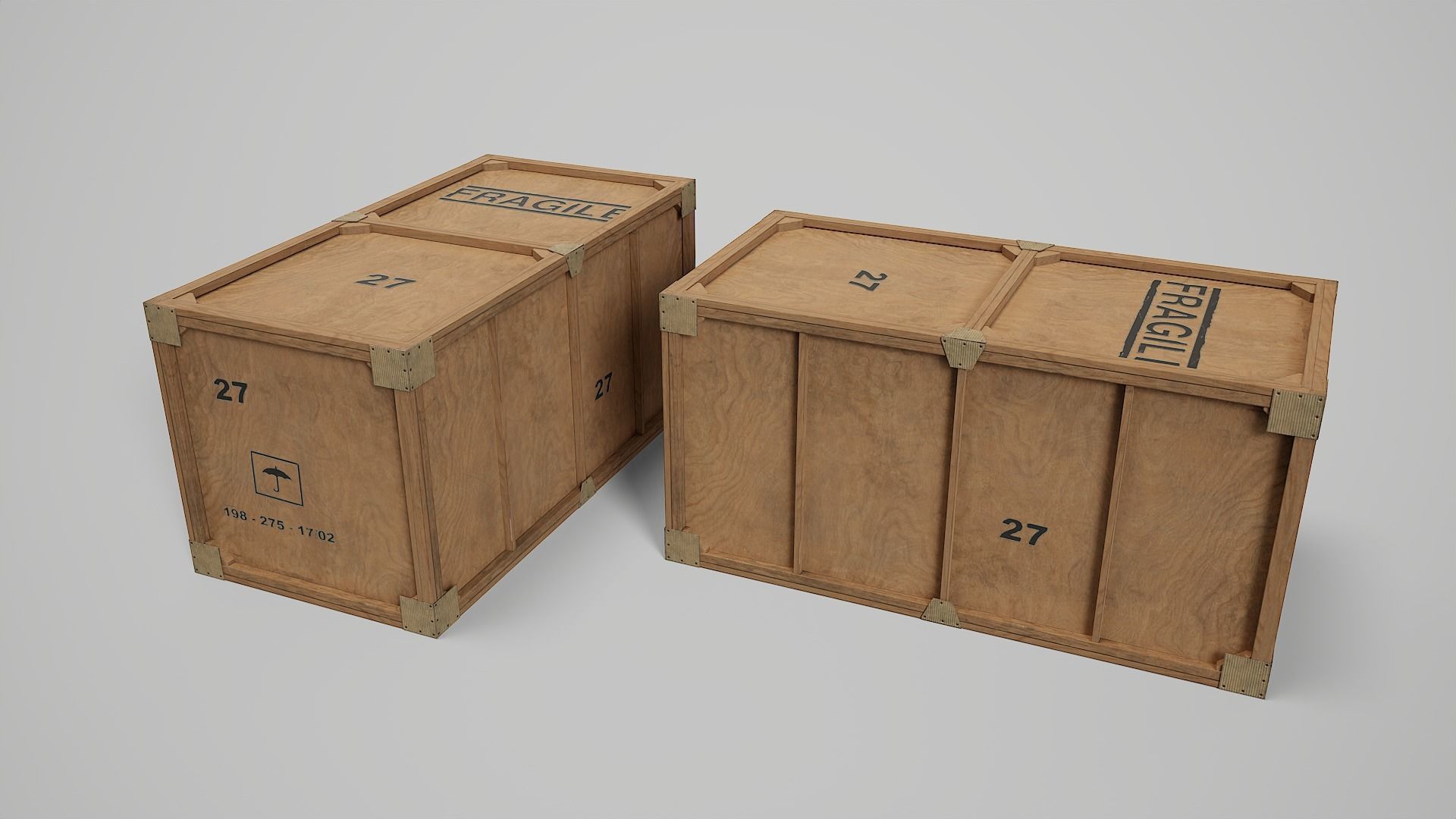 Wooden Box Collection Low-poly 3D model_3