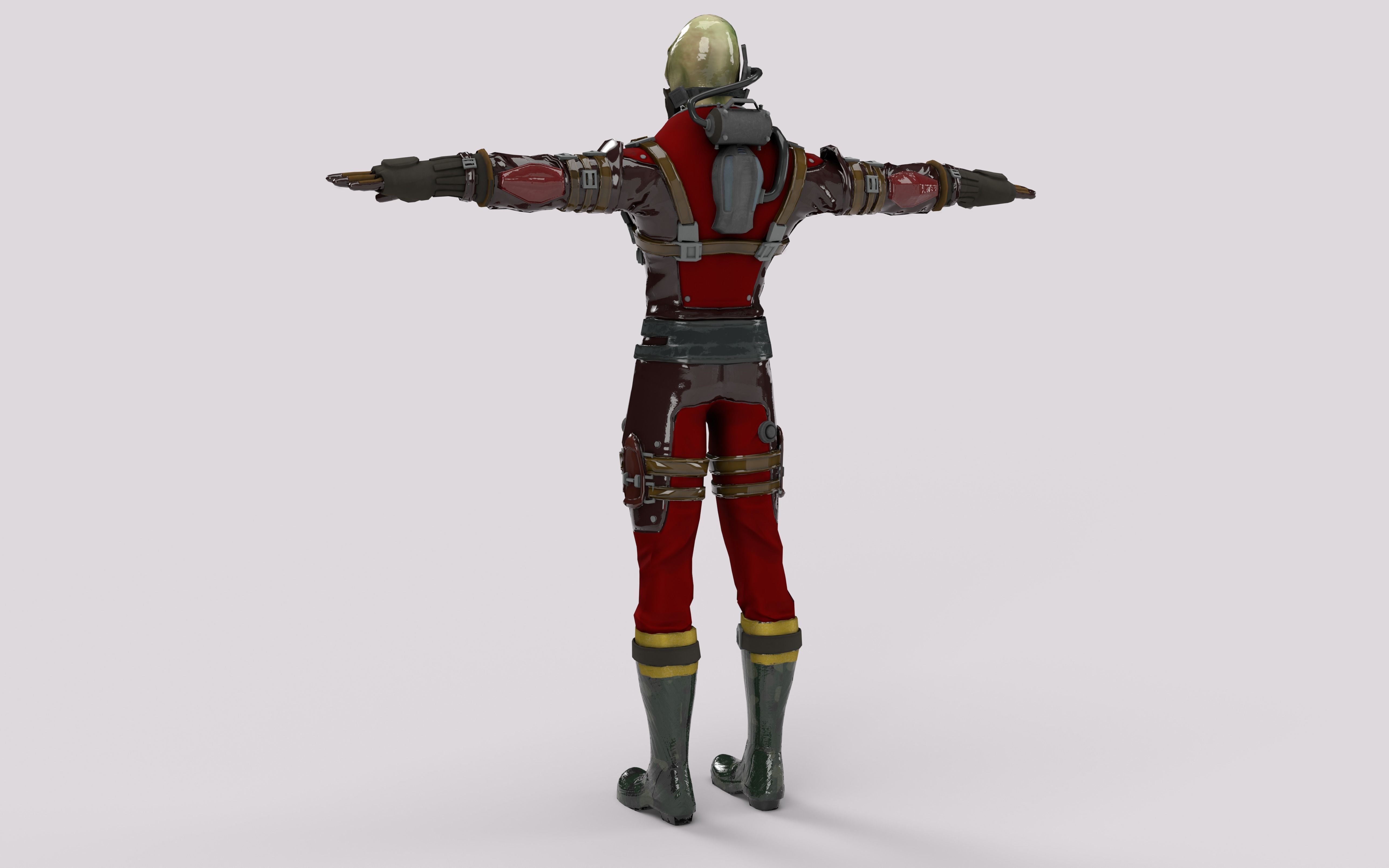 Sci-Fi Alien Character Game Ready with Rigging Fully Rigged Low-poly 3D model_11