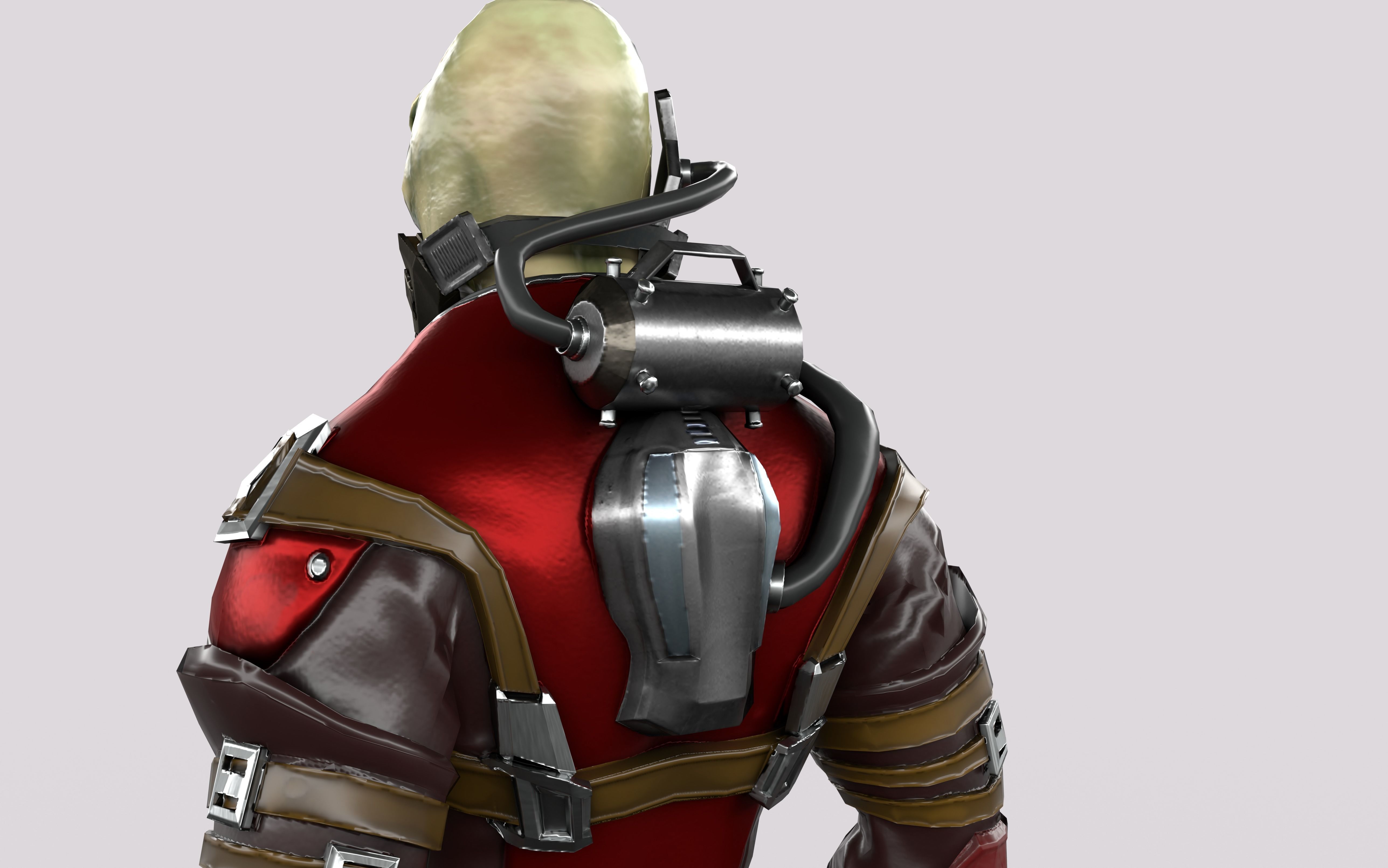 Sci-Fi Alien Character Game Ready with Rigging Fully Rigged Low-poly 3D model_14