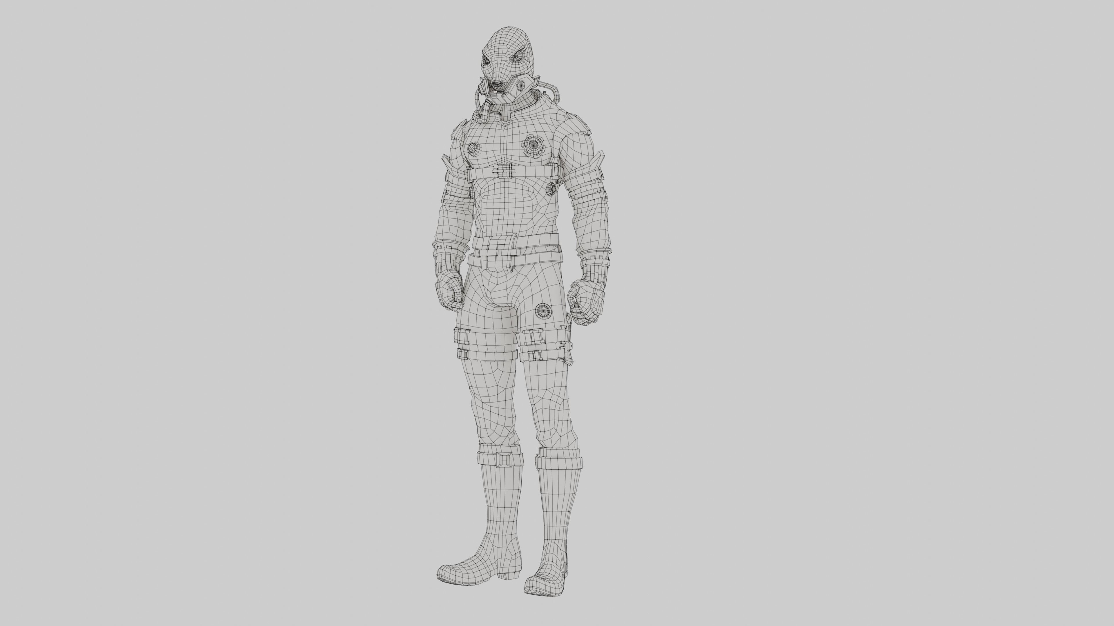 Sci-Fi Alien Character Game Ready with Rigging Fully Rigged Low-poly 3D model_21