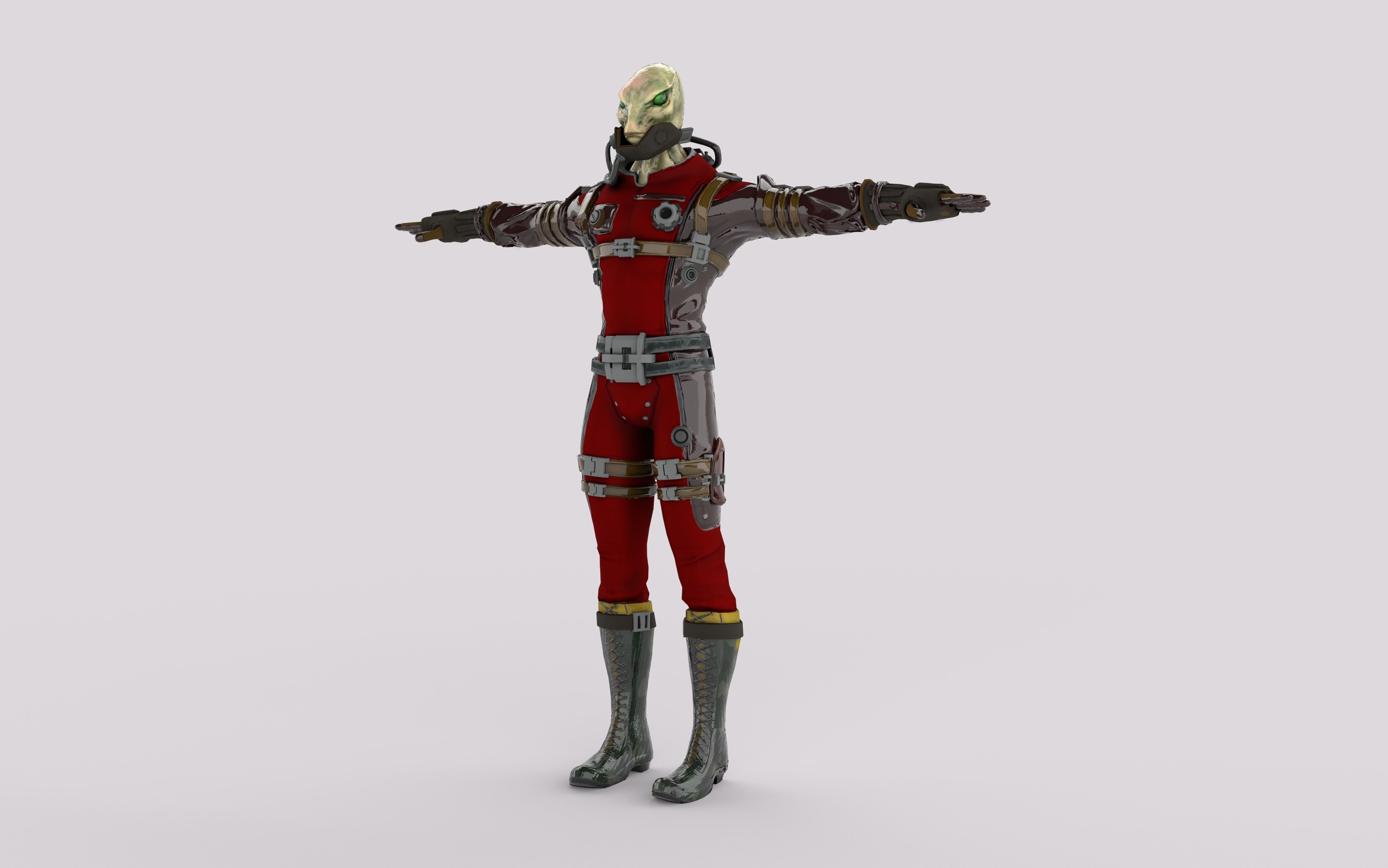 Sci-Fi Alien Character Game Ready with Rigging Fully Rigged Low-poly 3D model_5