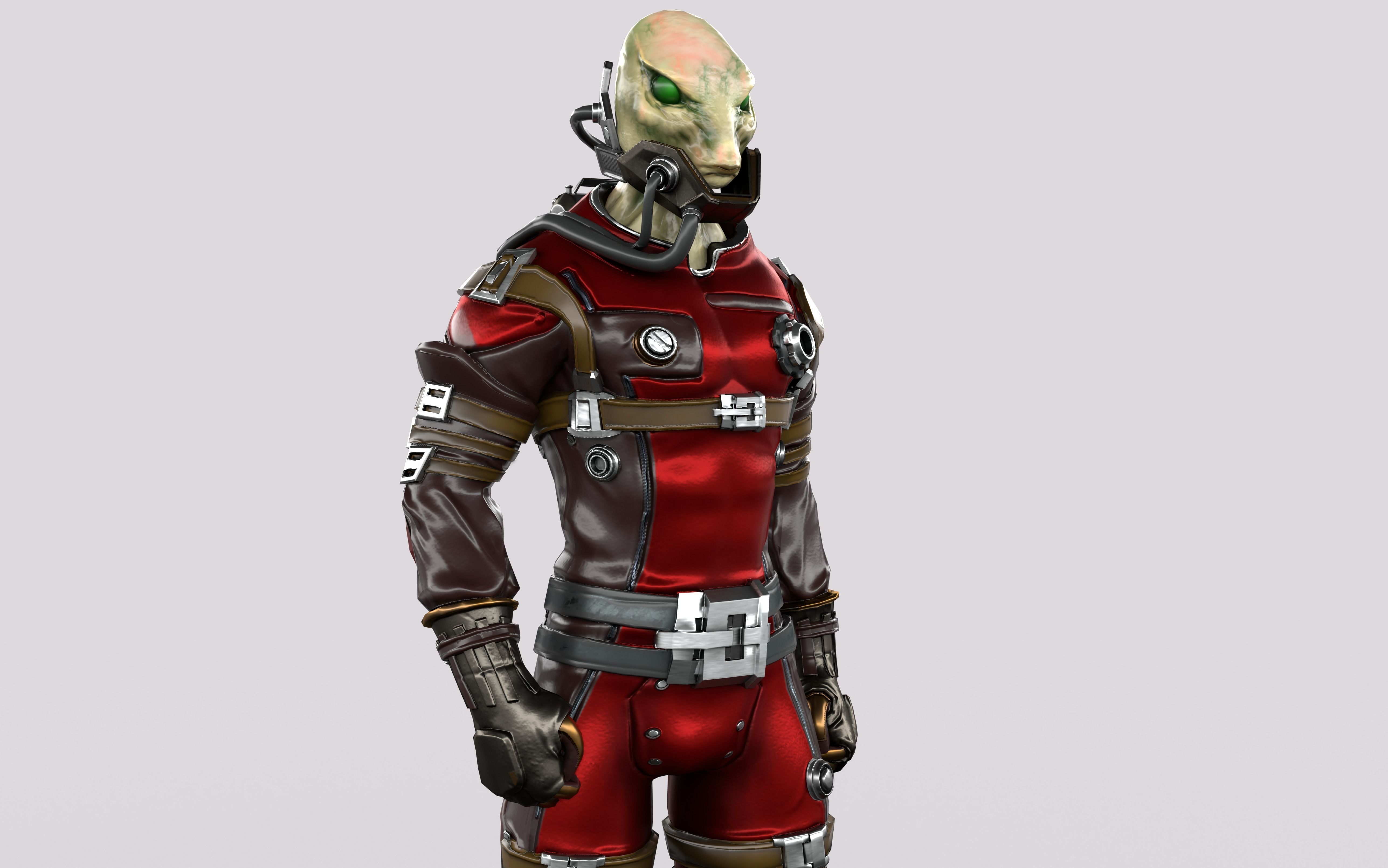 Sci-Fi Alien Character Game Ready with Rigging Fully Rigged Low-poly 3D model_2