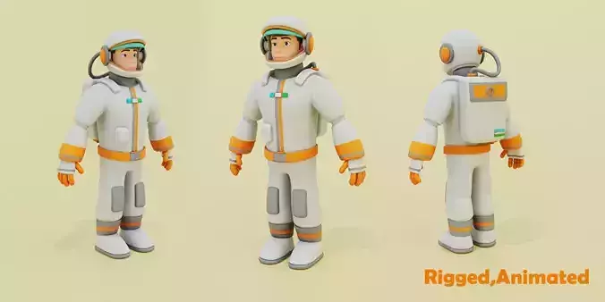Stylized Astronaut 3D model  Rigged  Animated Low-poly 3D model