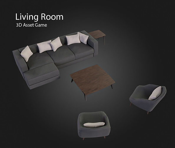 Living Room Low-poly 3D model
