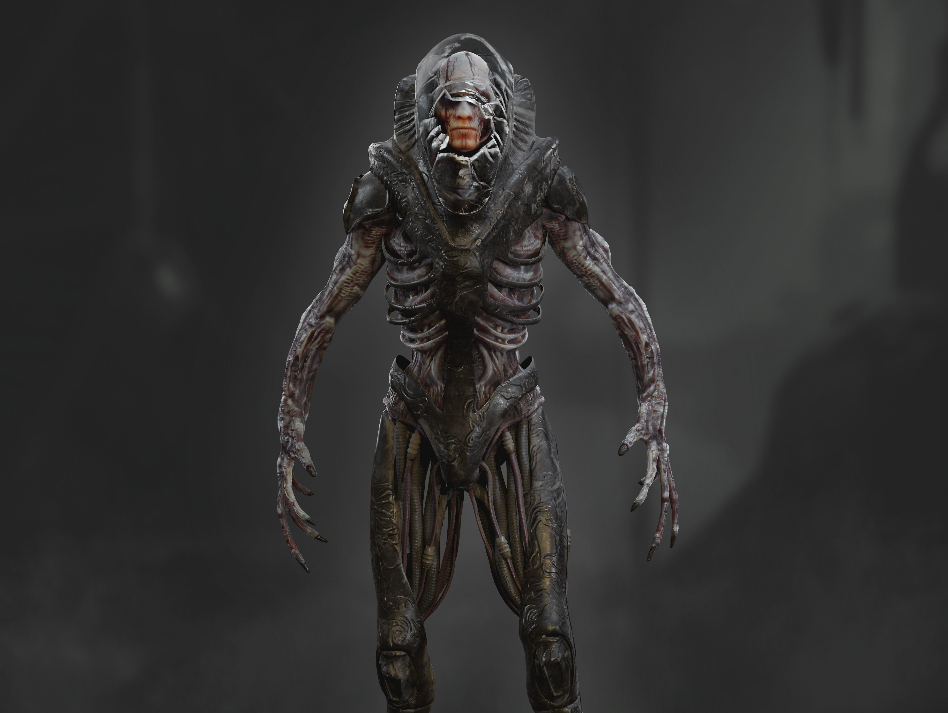 Artificial Cyborg Low-poly 3D model_3