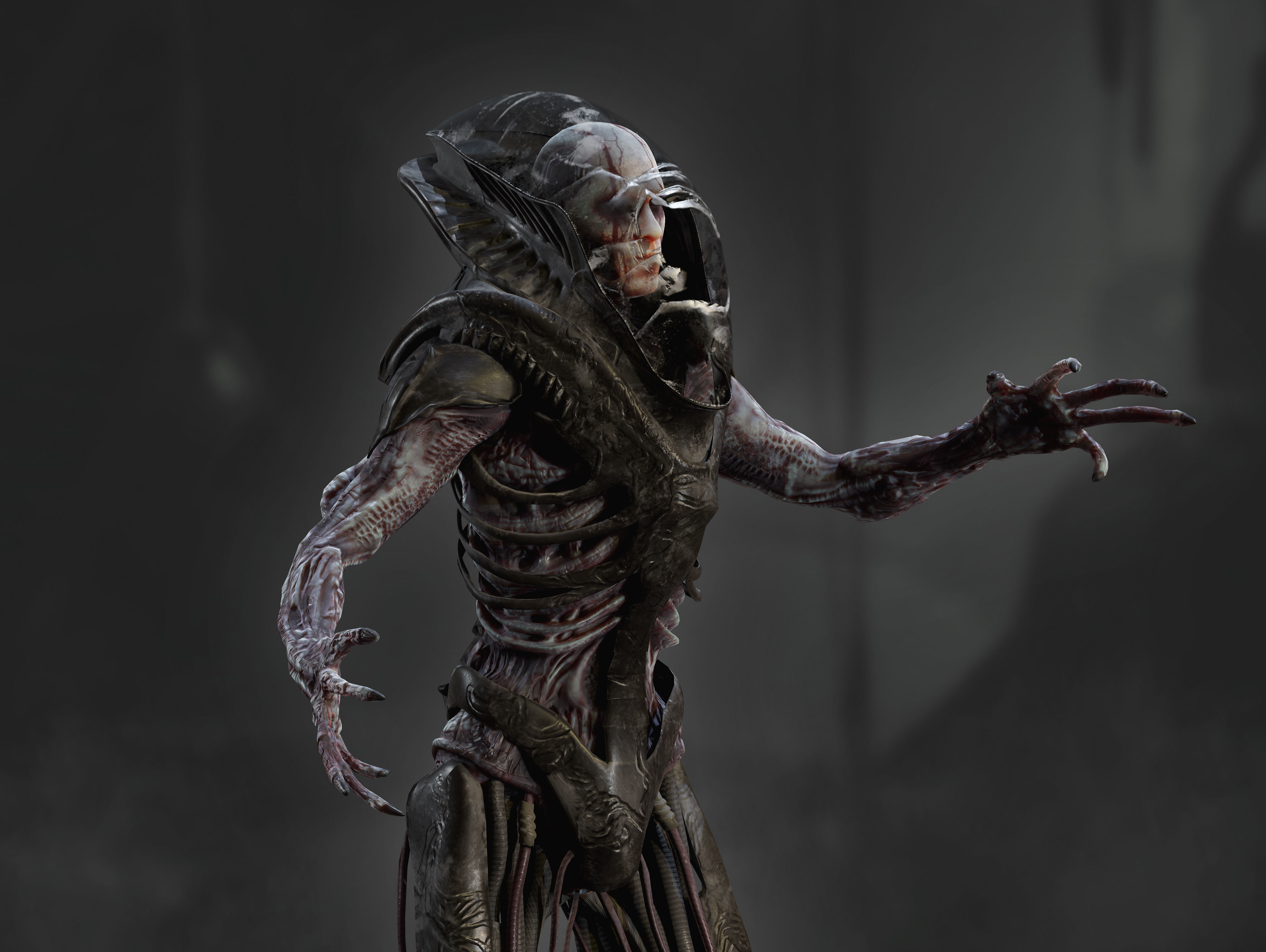 Artificial Cyborg Low-poly 3D model_6