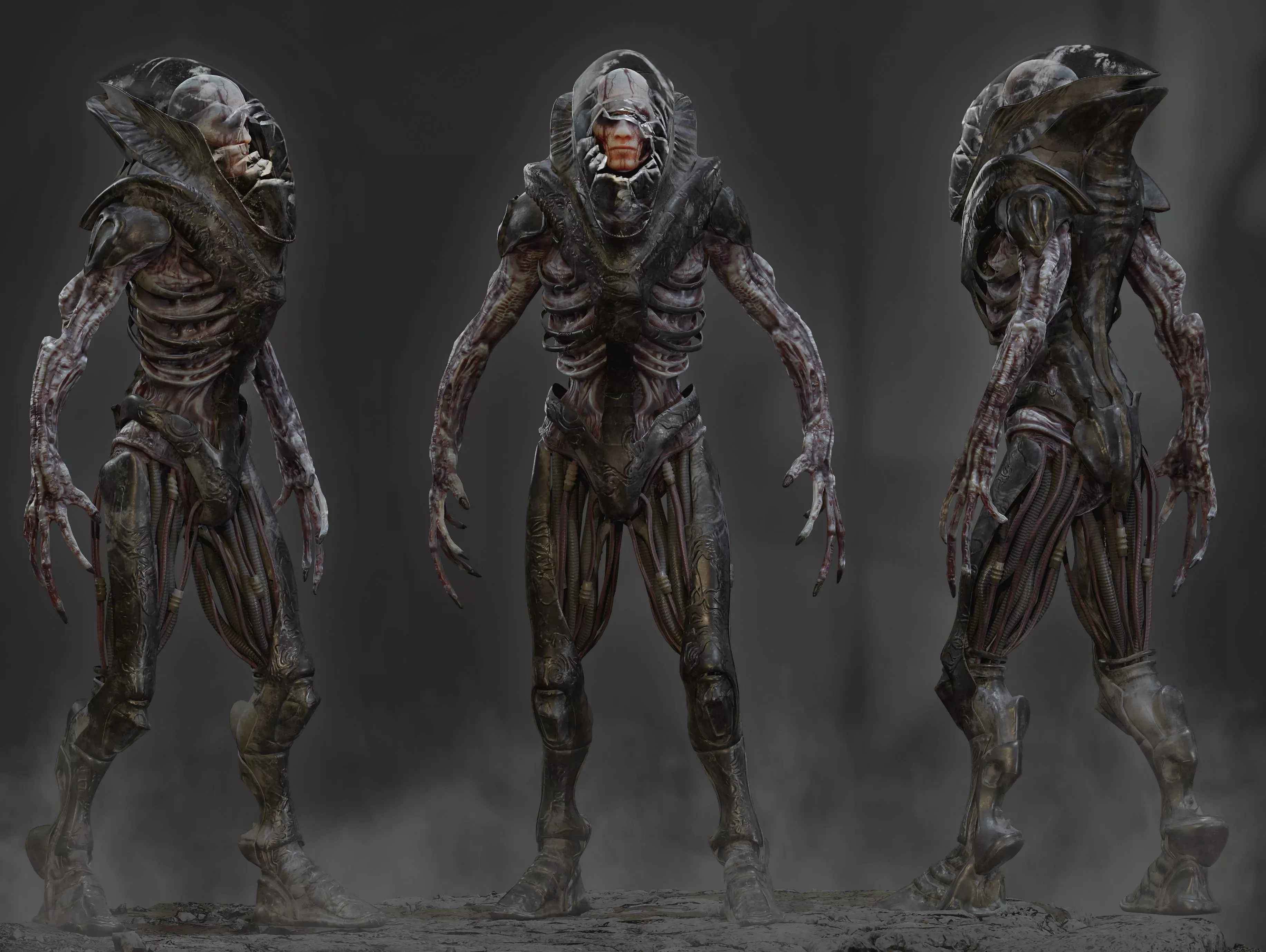 Artificial Cyborg Low-poly 3D model_0