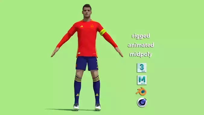 T-Pose Rigged Alvaro Morata Spain 2024
