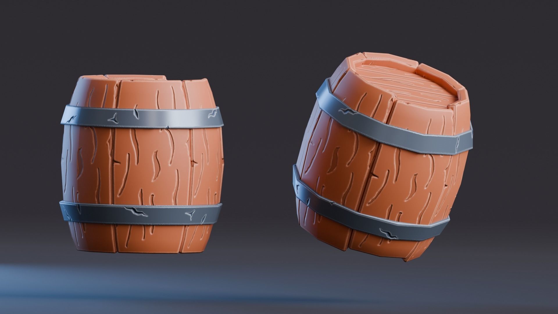 Low poly - Stylized Game Items - Barrel Low-poly 3D model_1