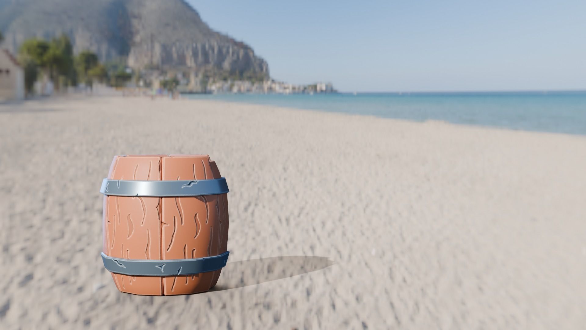 Low poly - Stylized Game Items - Barrel Low-poly 3D model_7