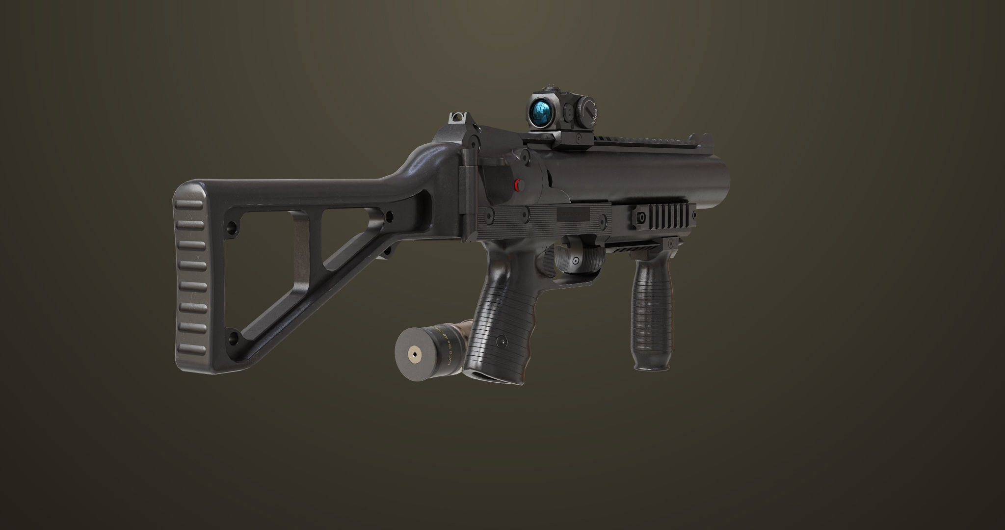 Grenade Launcher 06 Black All PBR Unity UE Textures Low-poly 3D model_8