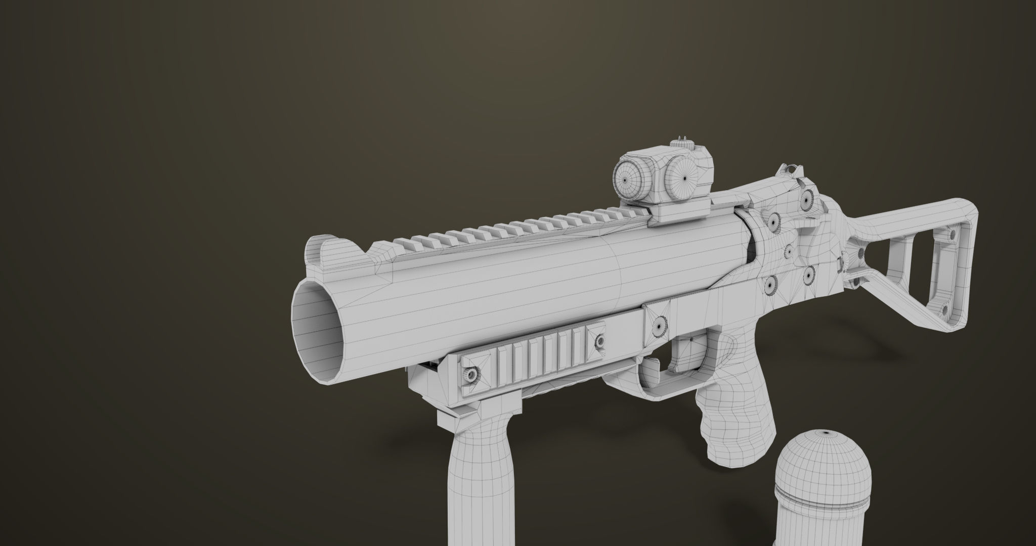 Grenade Launcher 06 Black All PBR Unity UE Textures Low-poly 3D model_35