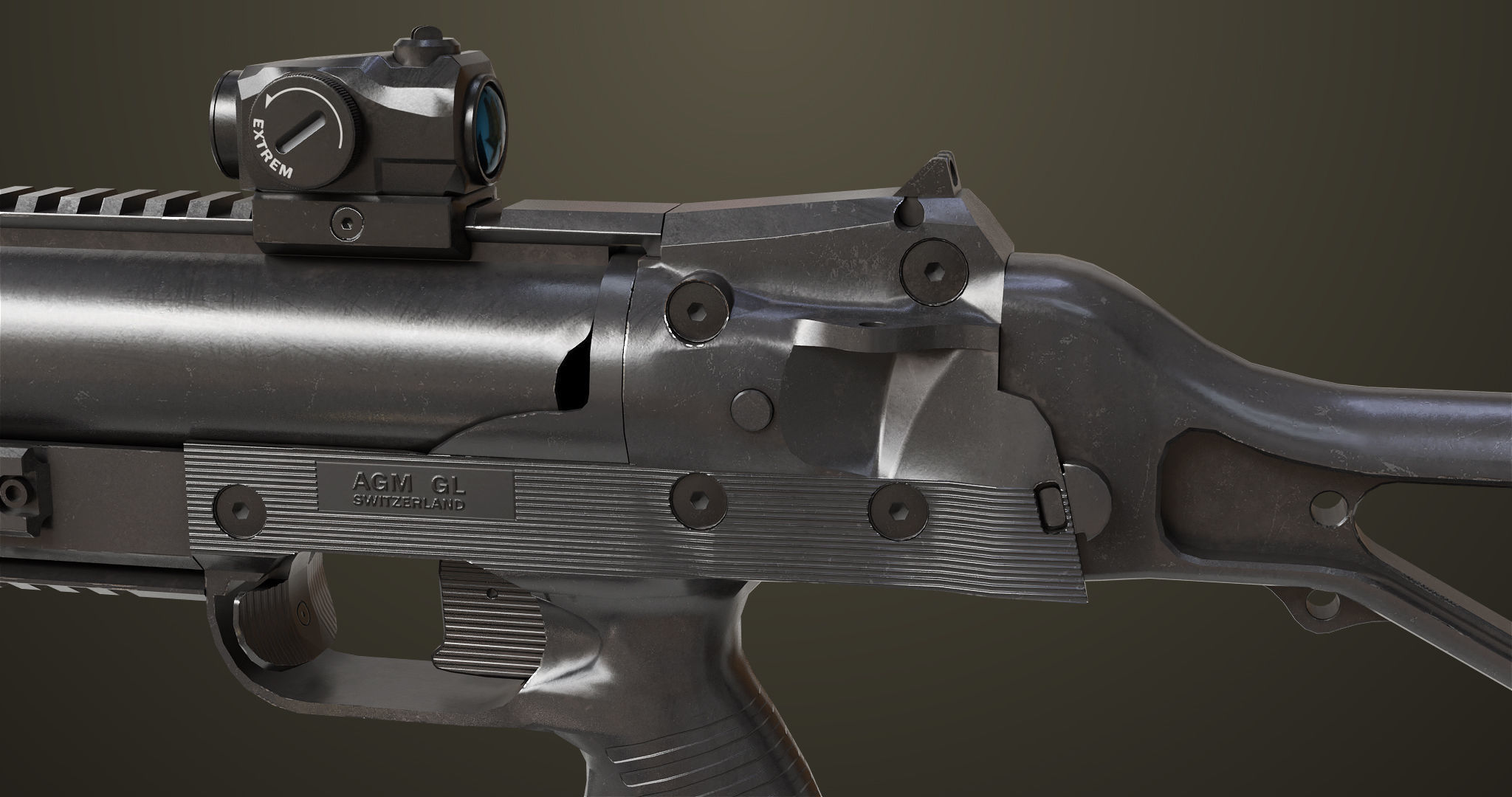 Grenade Launcher 06 Black All PBR Unity UE Textures Low-poly 3D model_16