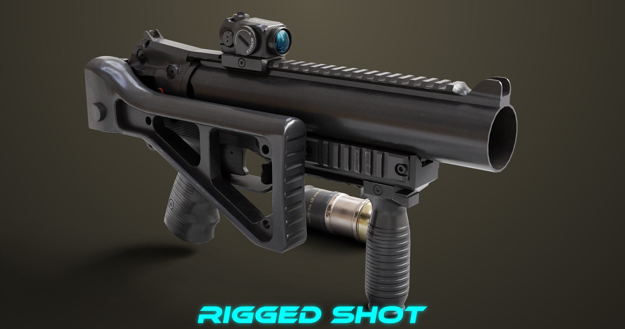 Grenade Launcher 06 Black All PBR Unity UE Textures Low-poly 3D model_20