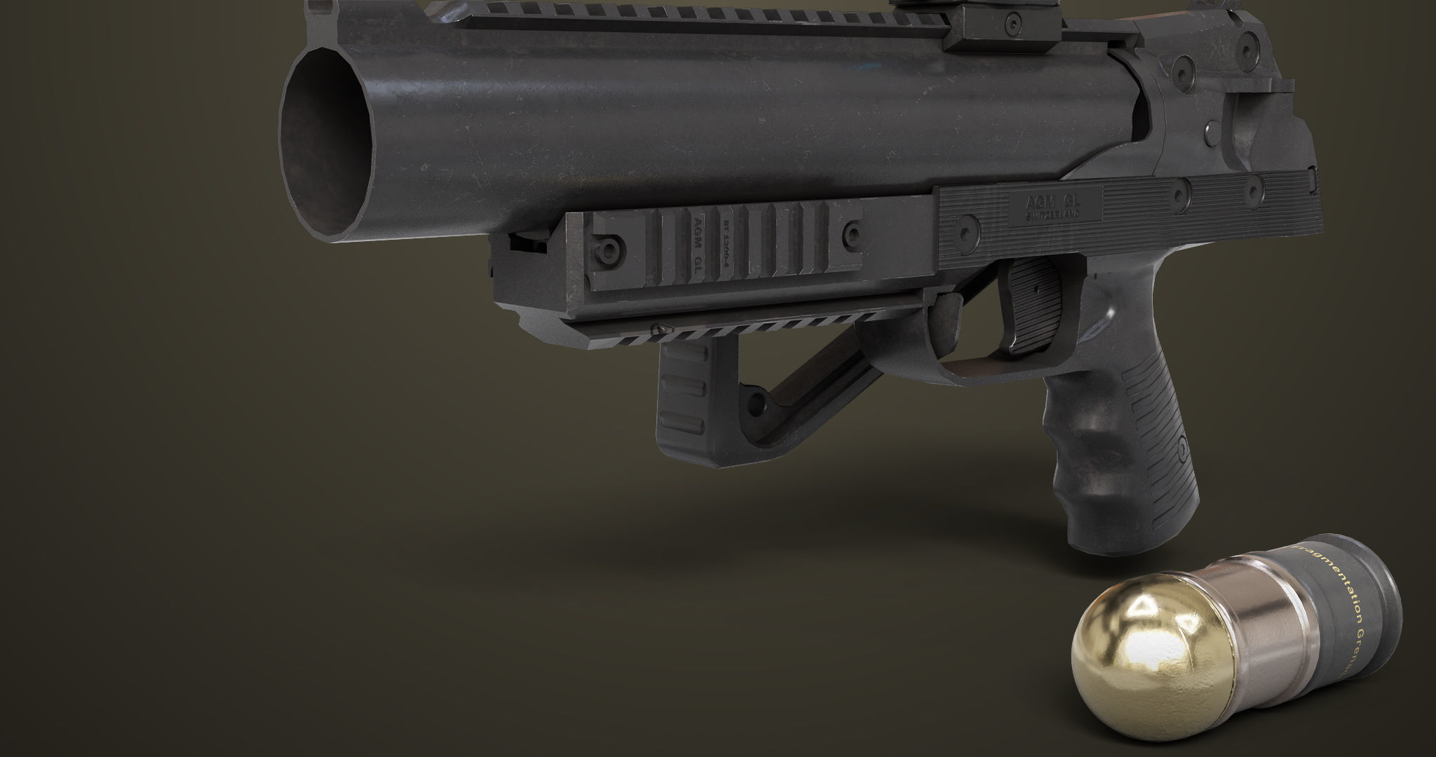 Grenade Launcher 06 Black All PBR Unity UE Textures Low-poly 3D model_24