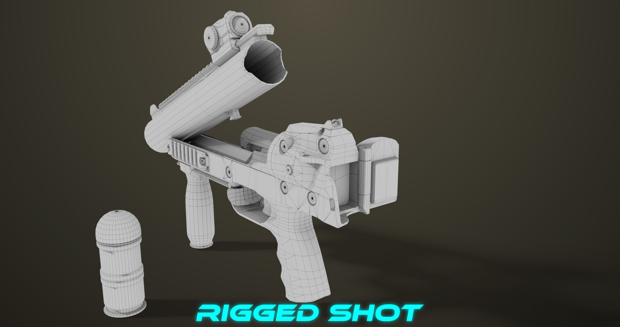 Grenade Launcher 06 Black All PBR Unity UE Textures Low-poly 3D model_45