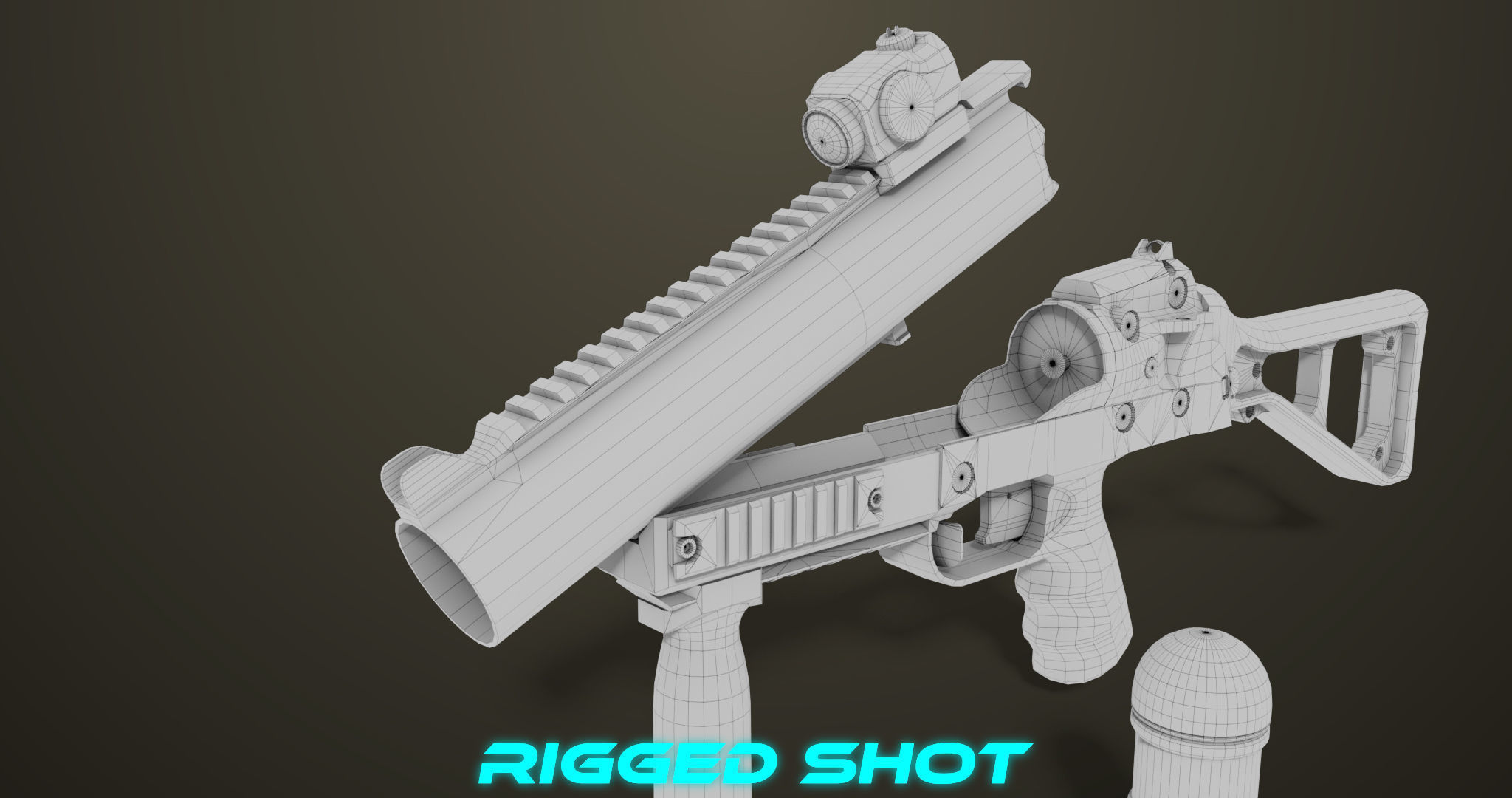 Grenade Launcher 06 Black All PBR Unity UE Textures Low-poly 3D model_36