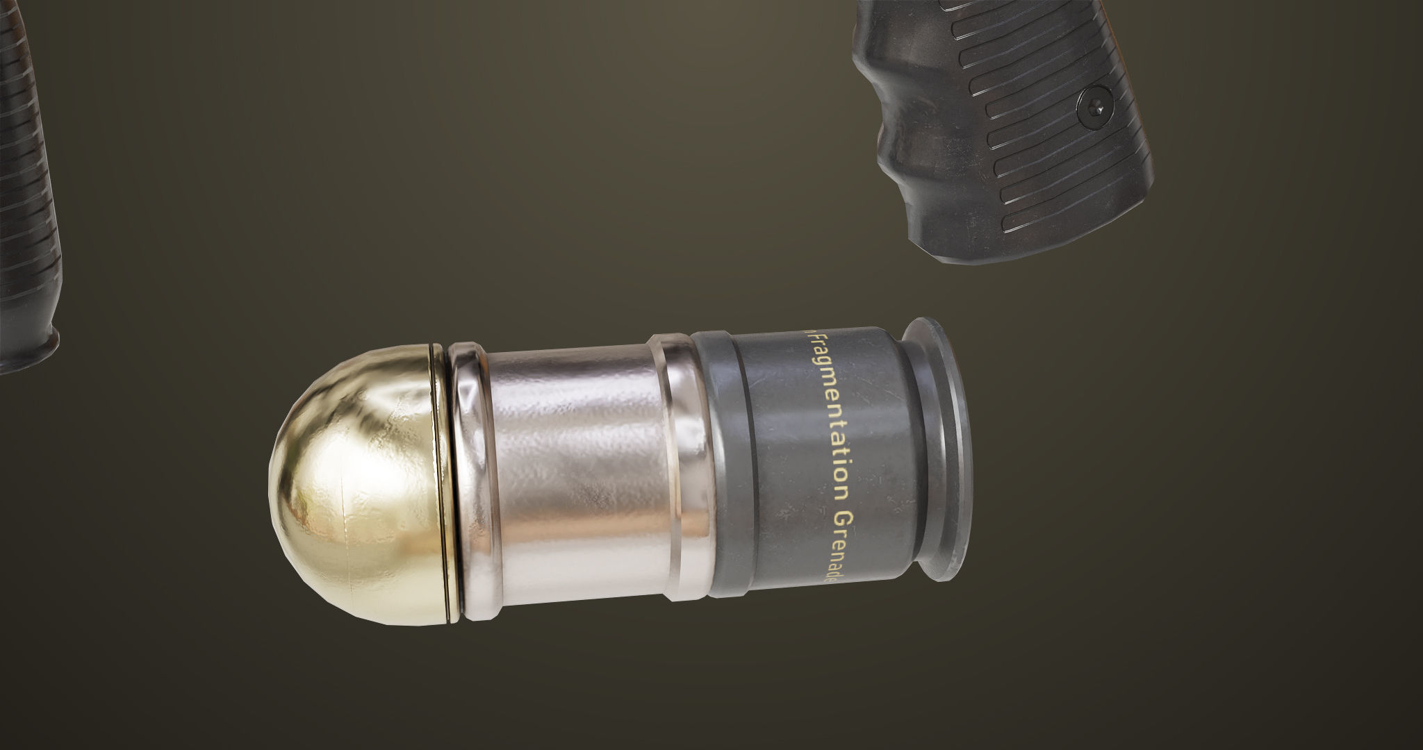 Grenade Launcher 06 Black All PBR Unity UE Textures Low-poly 3D model_15