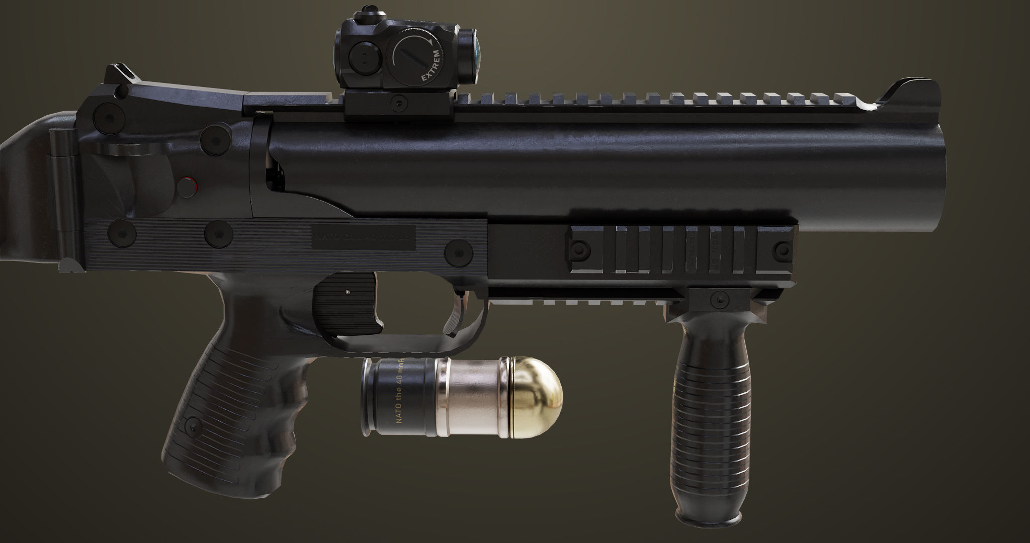 Grenade Launcher 06 Black All PBR Unity UE Textures Low-poly 3D model_17
