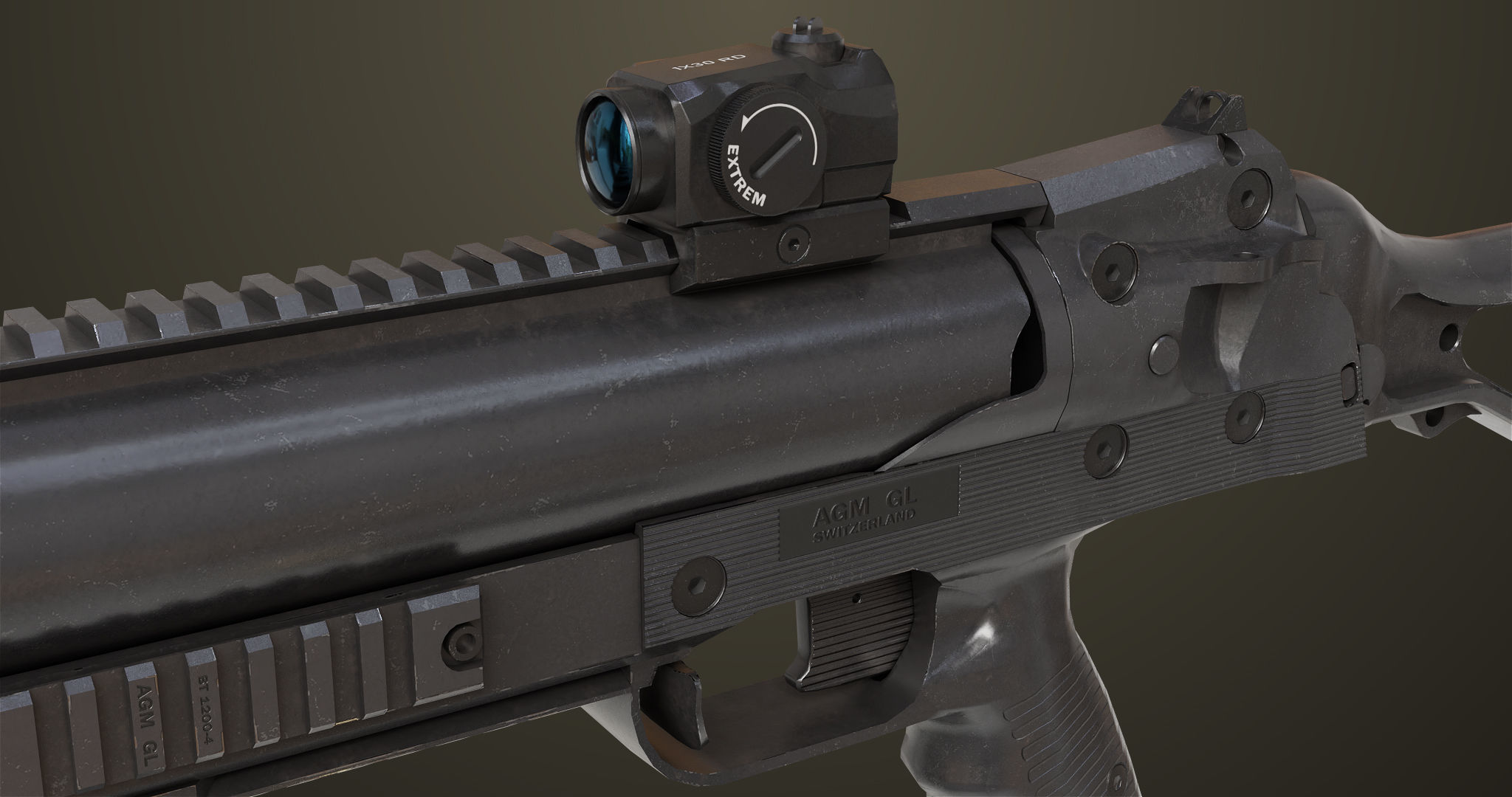 Grenade Launcher 06 Black All PBR Unity UE Textures Low-poly 3D model_13