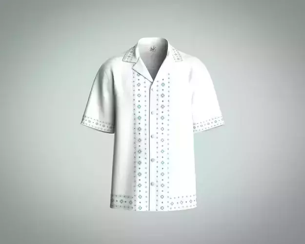 Mens summer shirt with flower border print