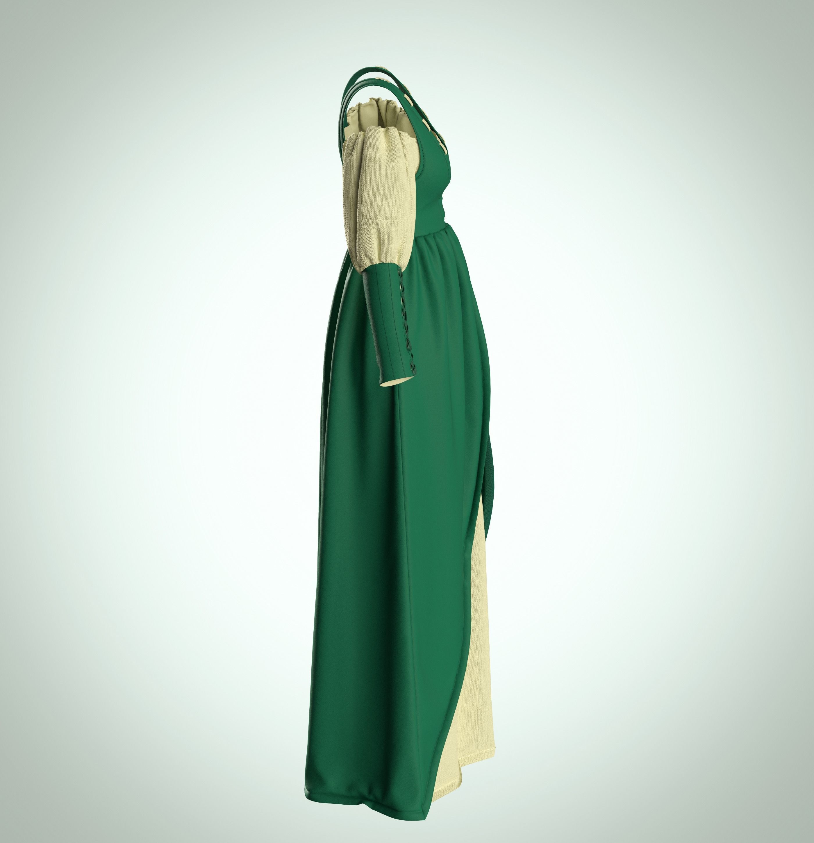 5 Medieval Women Clothing 3D model_24