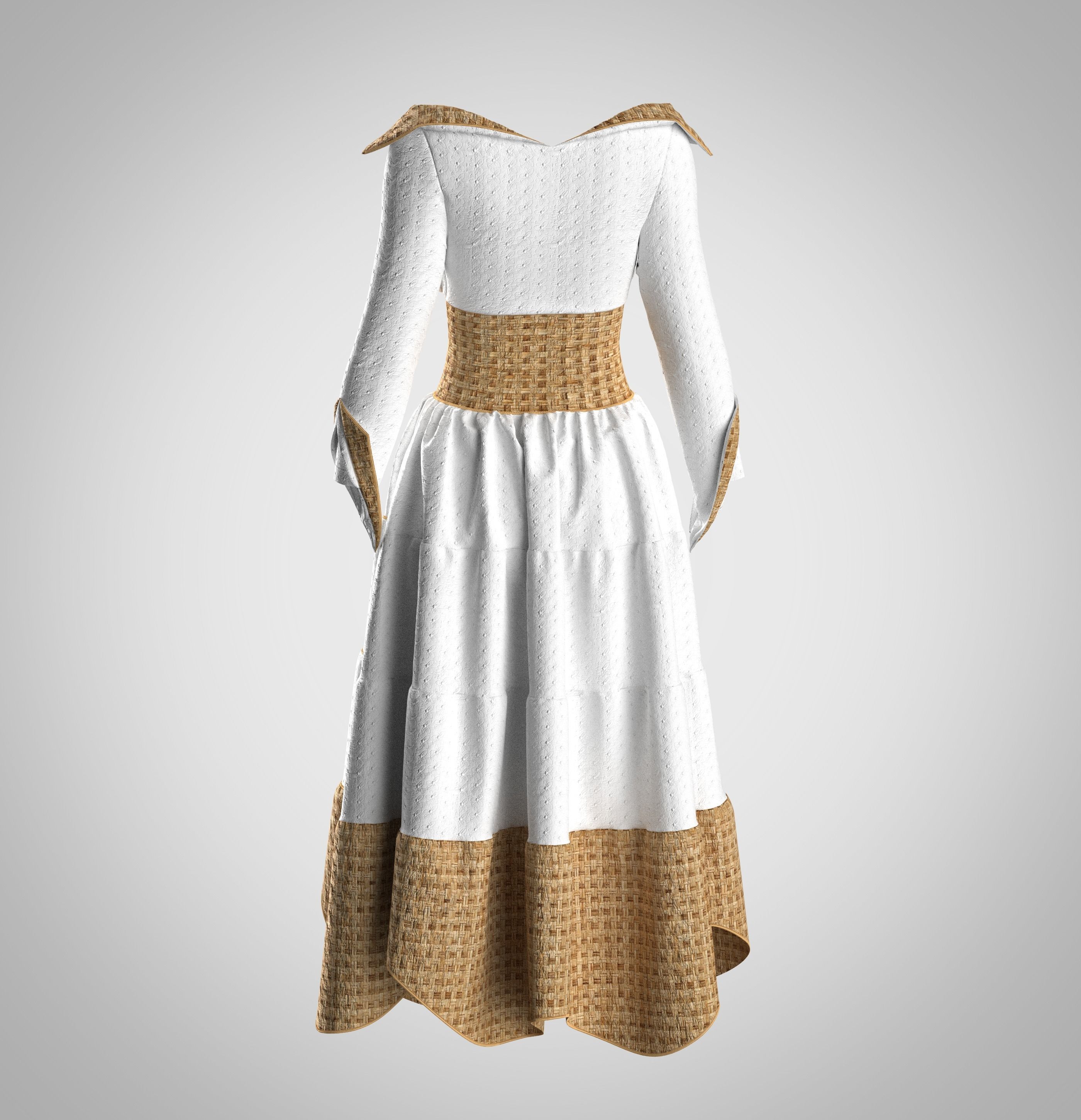 5 Medieval Women Clothing 3D model_12