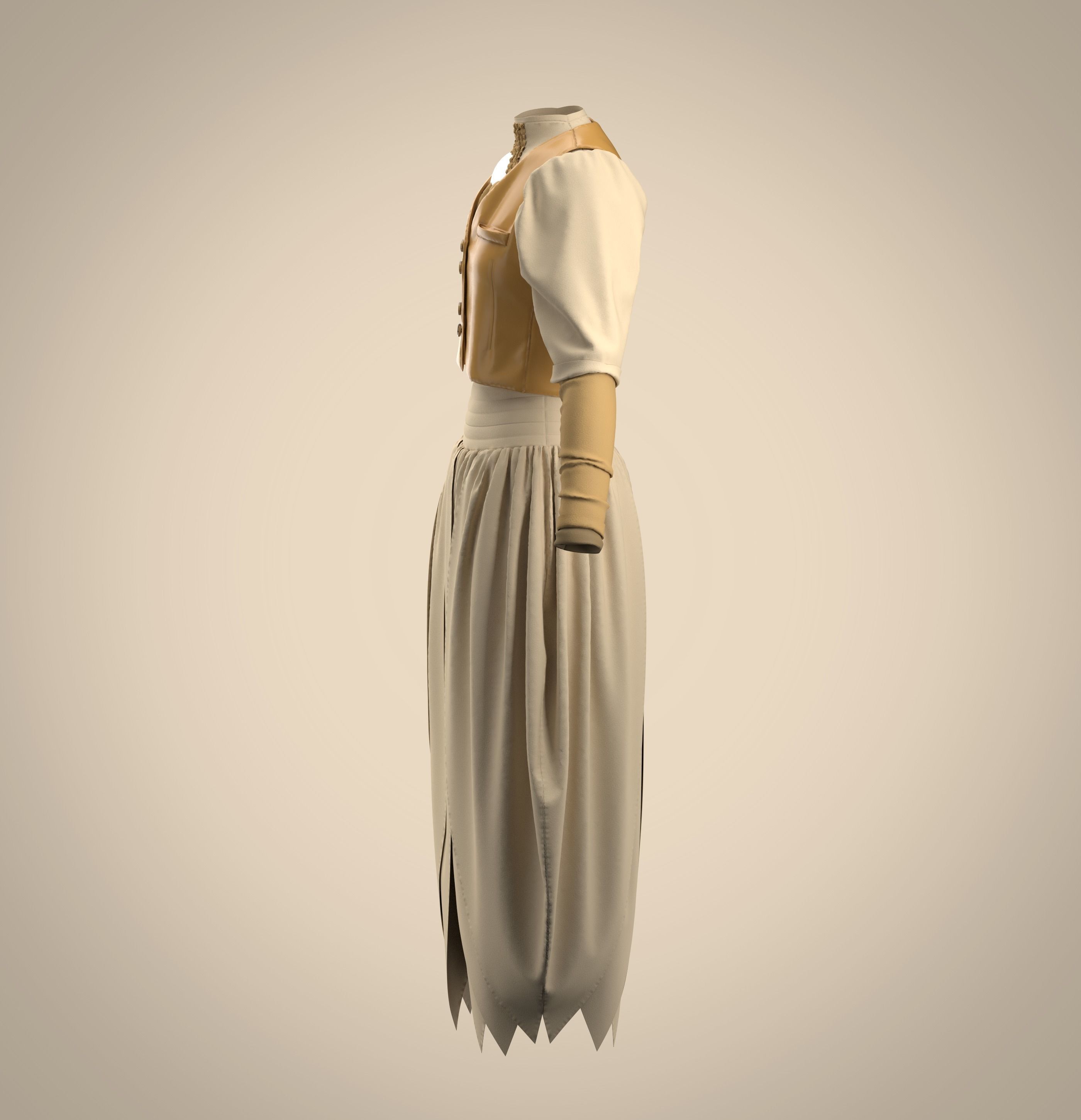 5 Medieval Women Clothing 3D model_7