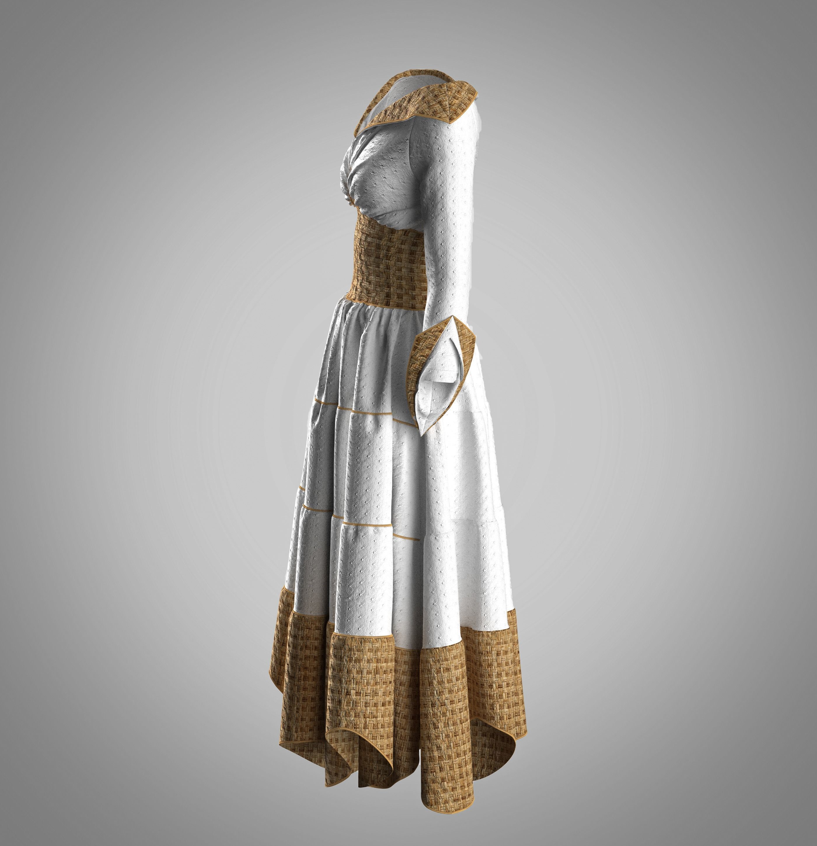 5 Medieval Women Clothing 3D model_15