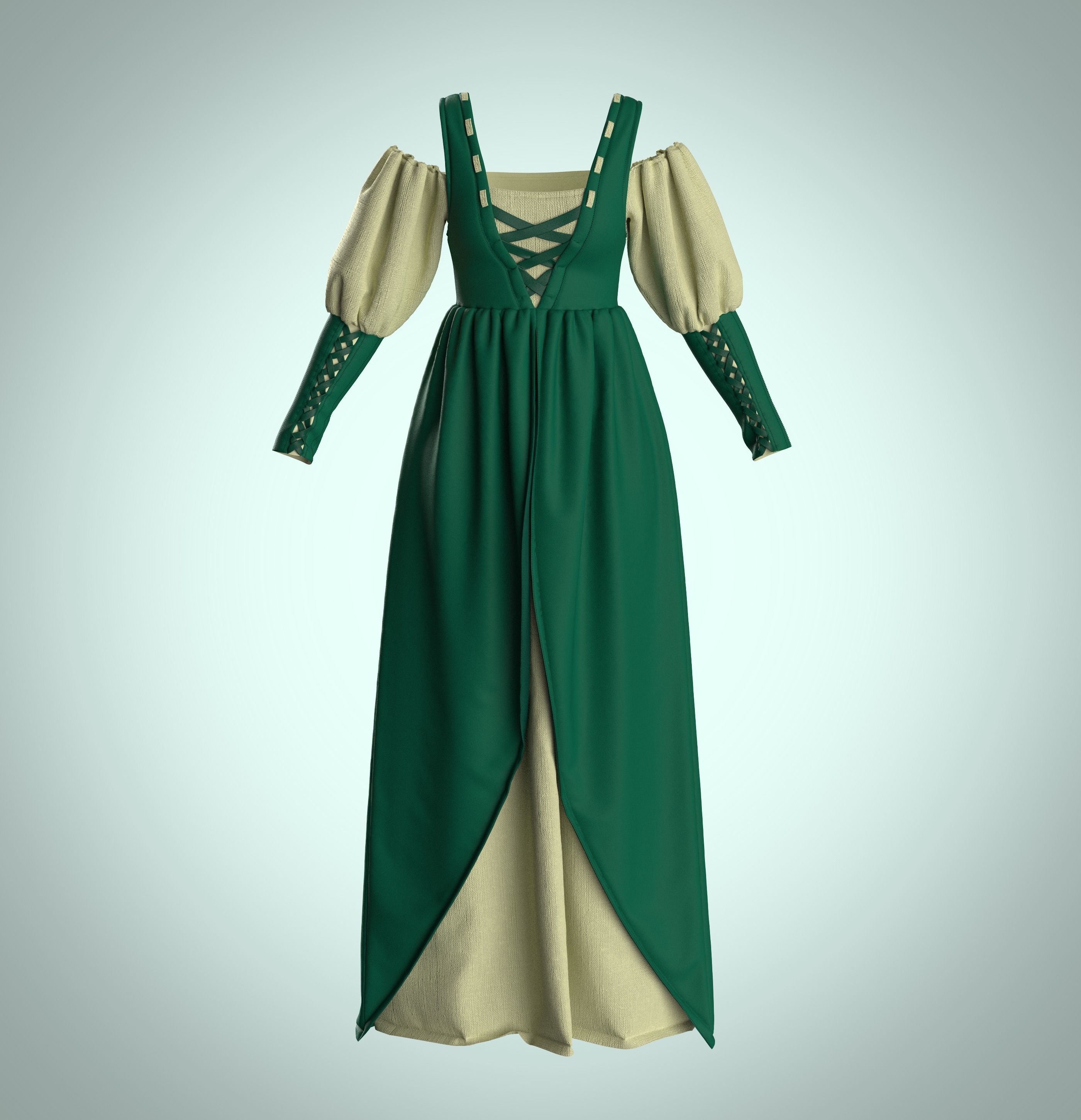 5 Medieval Women Clothing 3D model_23